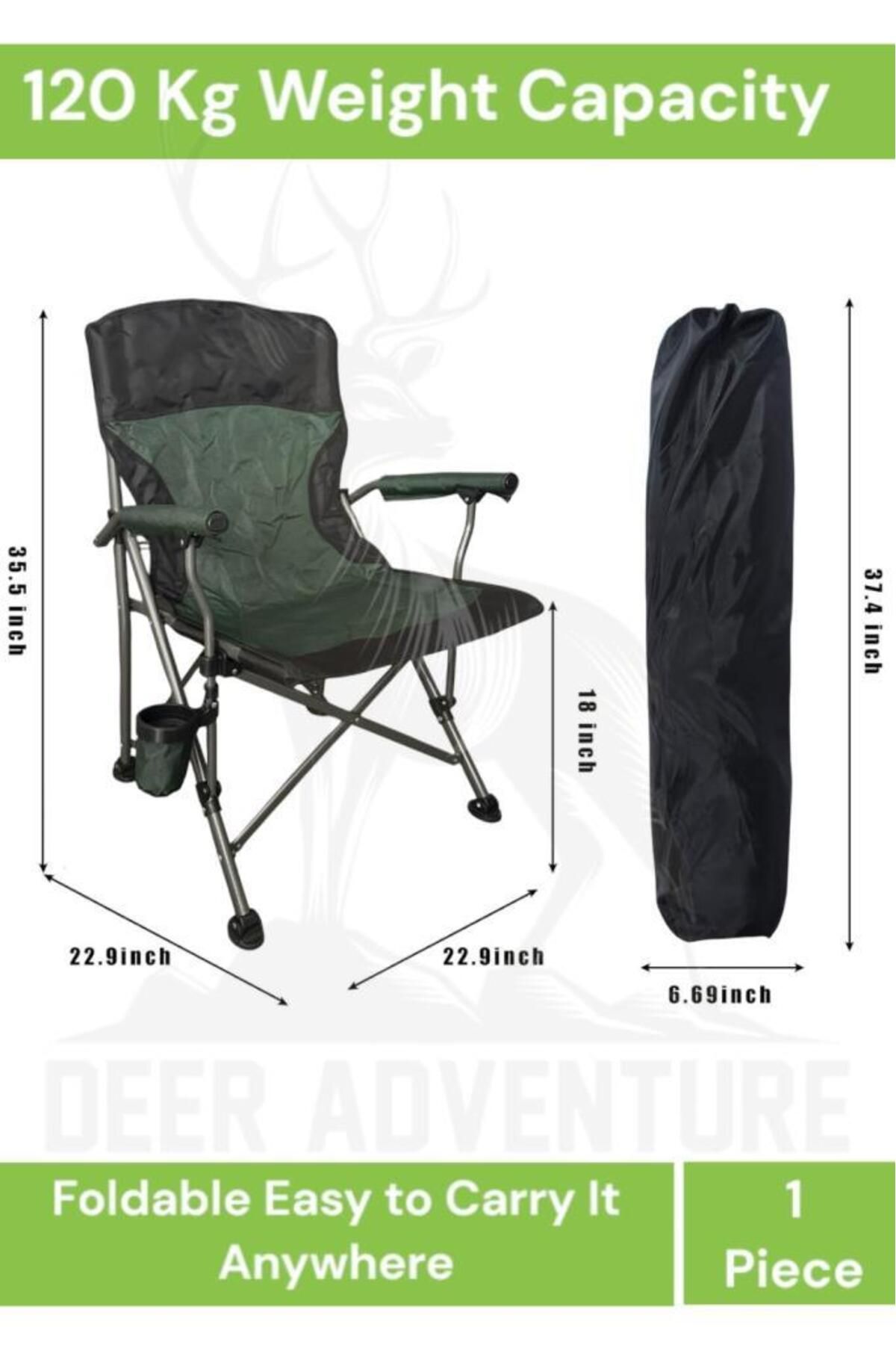 Deer Adventure By Pera İstanbul Huxley Panetto Premium Katlanabilir Piknik Sandalyesi Taşıma Çantalı Ultra Lüx Kamp Sandalyesi