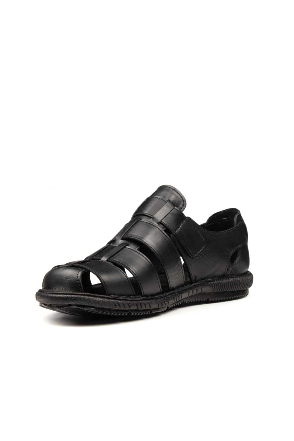 Moda İkiz Erkek Siyah Sandalet Ayakkabı