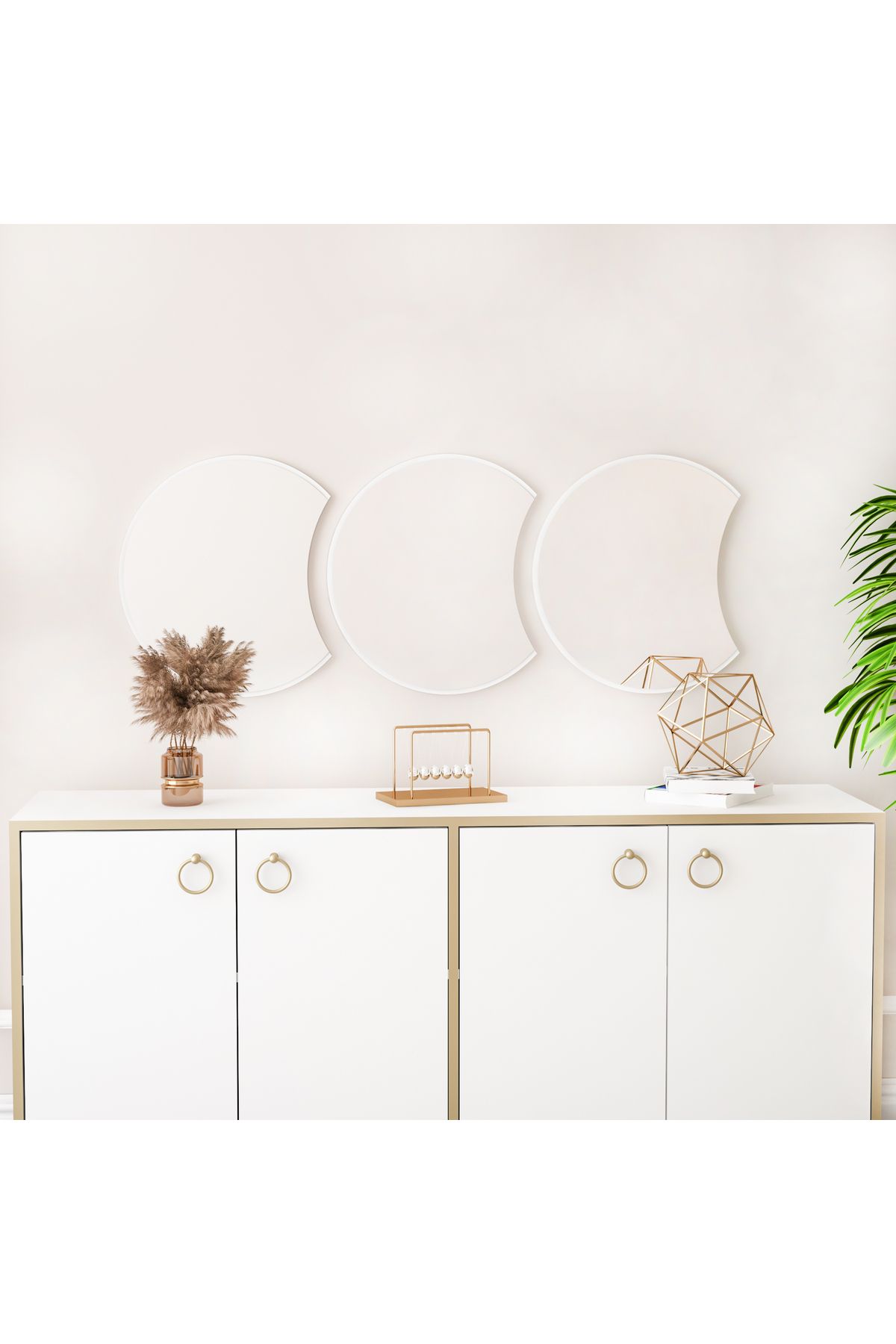Arnetti Royal Medium Beyaz 3 Parça Modern Dekoratif Ayna