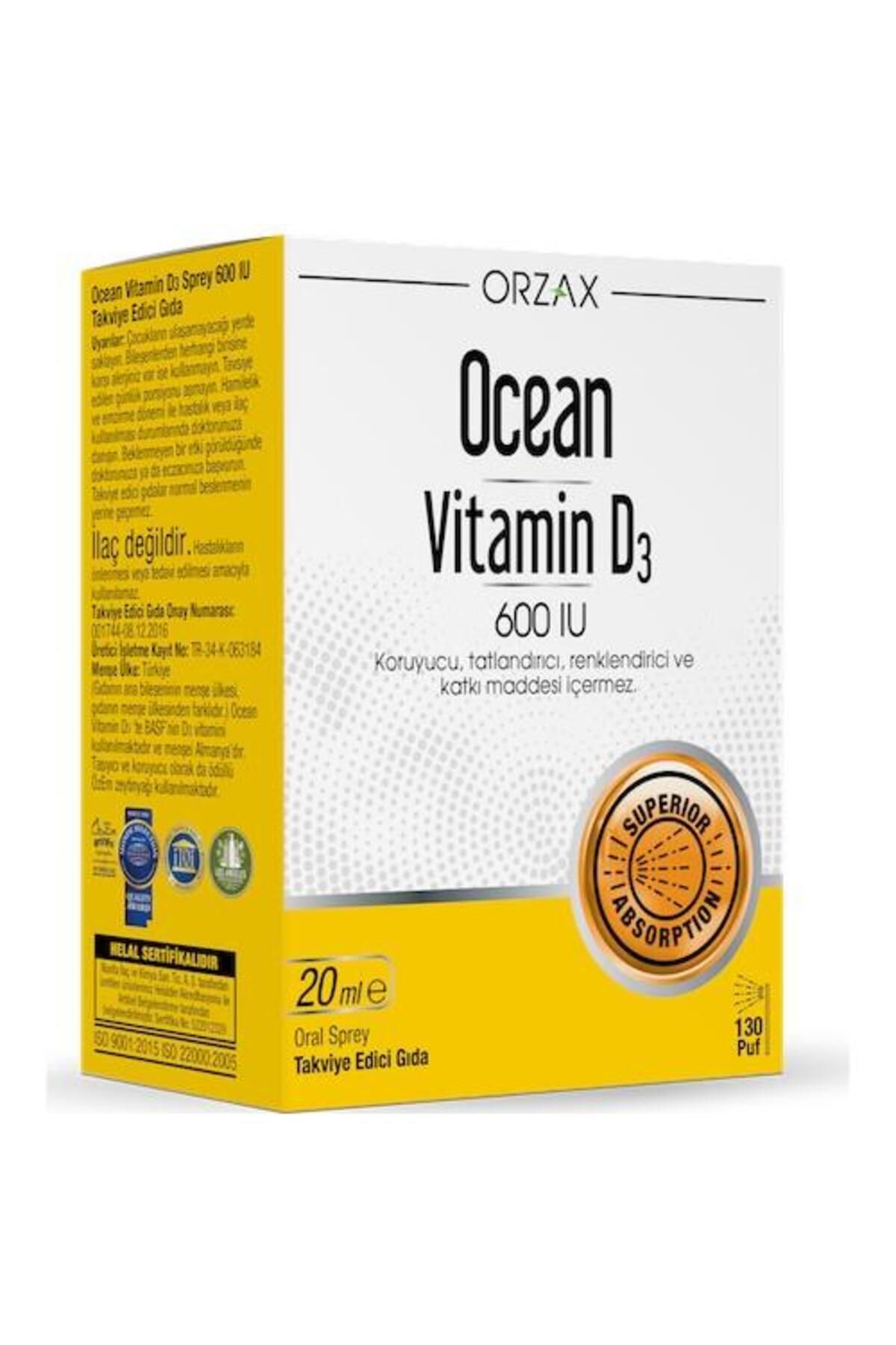 Ocean Orzax Vitamin D3 600ıu 20ml Sprey