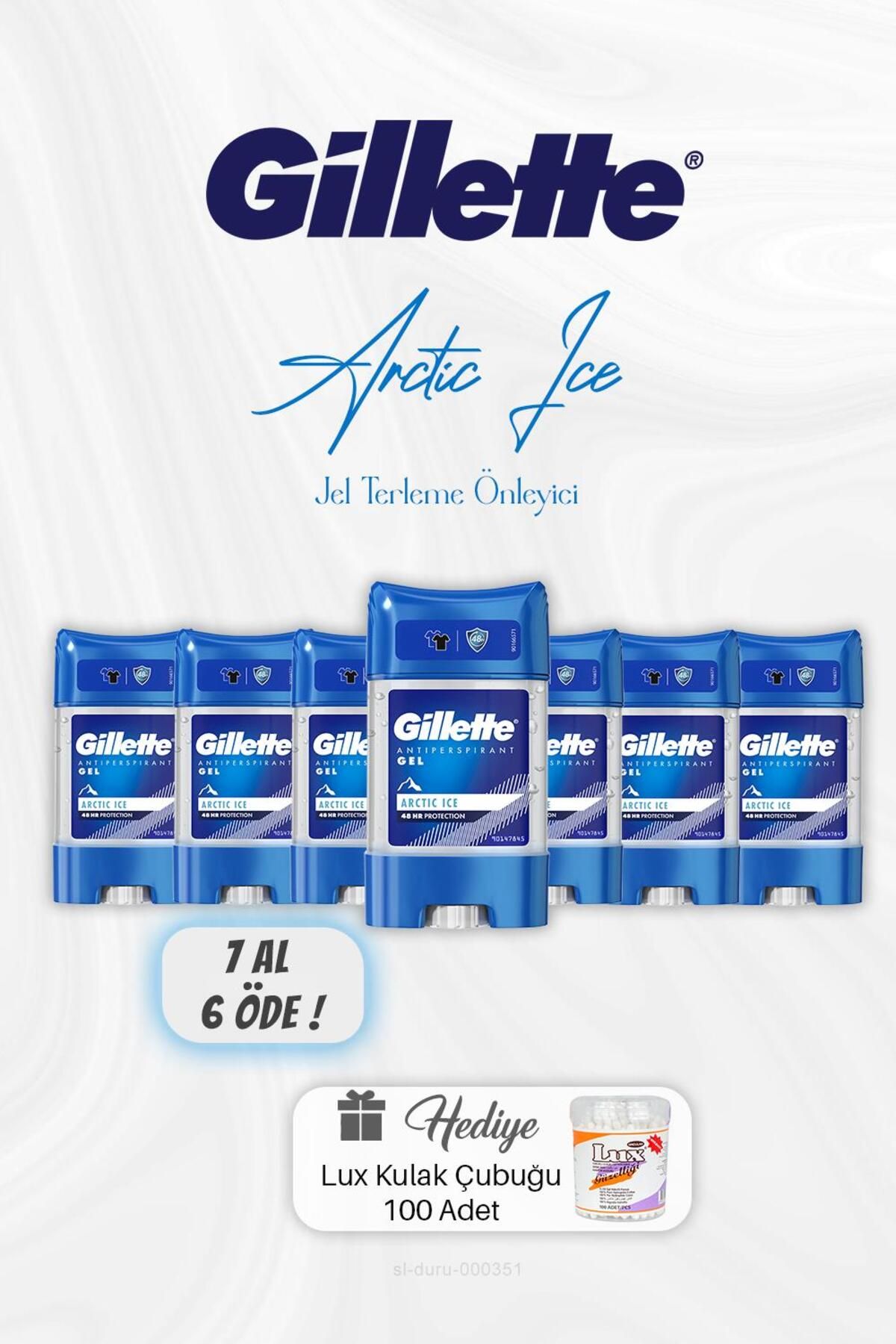 Gillette 7 AL 6 ÖDE Gillette Jel Arctic Ice Terleme Önleyici 70 ml, Kulak Çubuğu Hediyeli