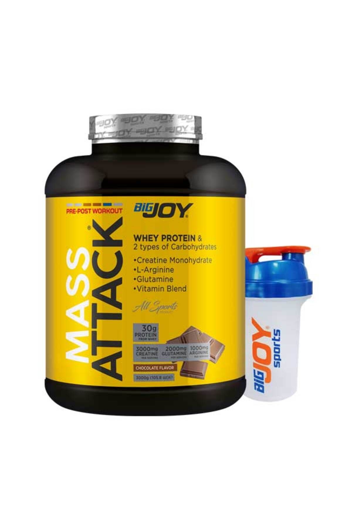 Bigjoy Sports Mass-ATTACK 3000gr Çikolata 30gr Whey Protein 54.42gr Karbonhidrat 3gr Kreatin 2gr Glutamin