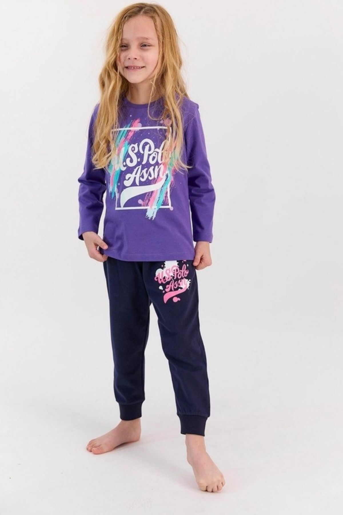 U.S. Polo Assn. Us Polo Assn Uzun Kollu Kız Çocuk Pijama Takımı