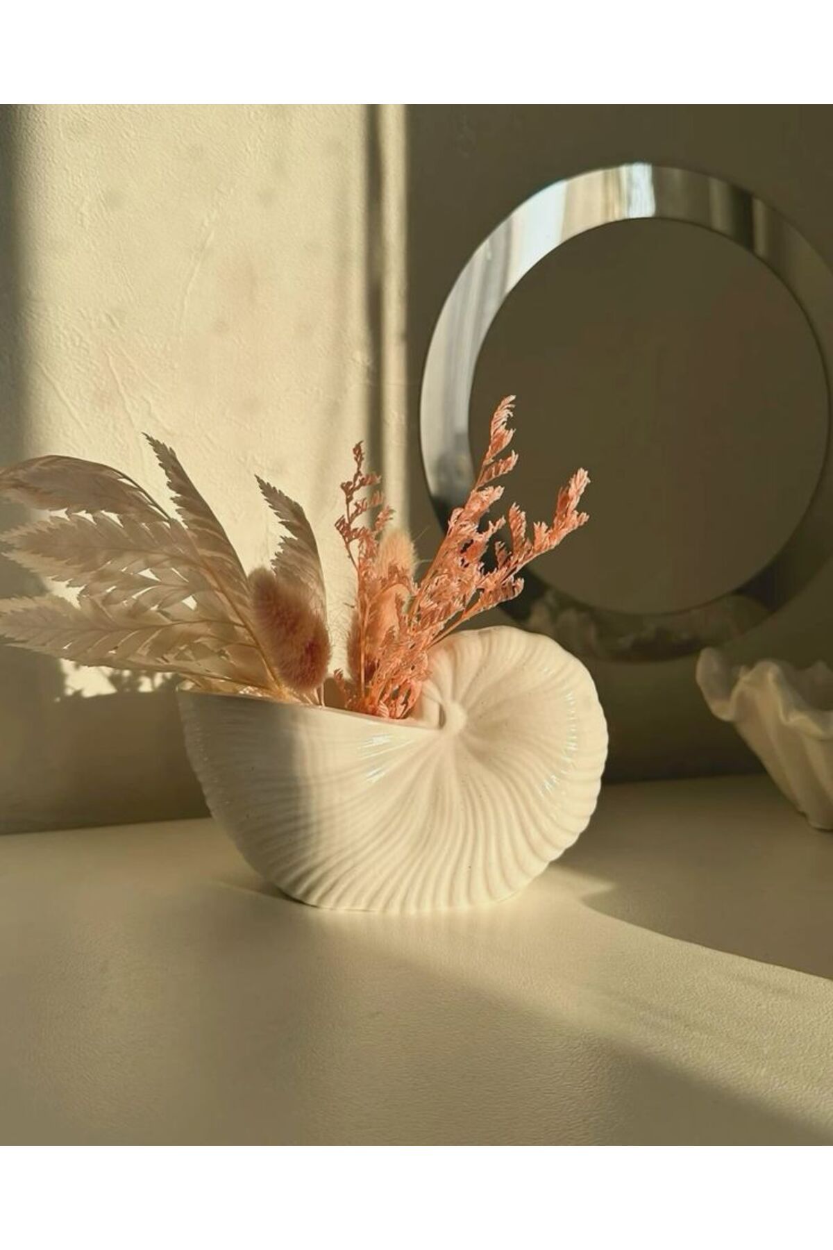Atelier Orange Deniz Kabuğu Şeklinde Dekoratif Vazo, Kase, Takı Tabağı, Sunum Tabağı, Mumluk,Pamukluk