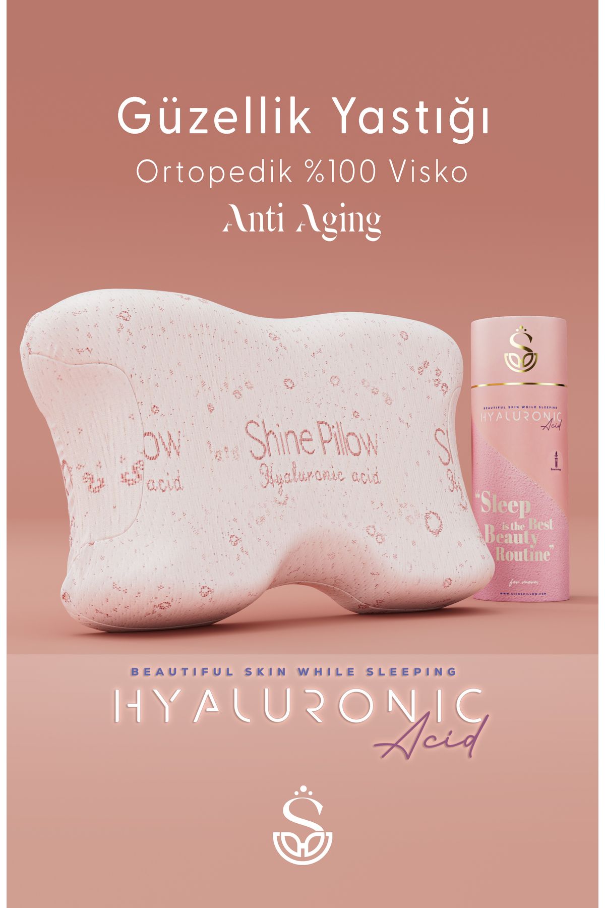 Shine Pillow Güzellik Yastığı Ortopedik Kırışıklık Önleyici Hyaluronik Asit Içerikli Anti Aging Visko Yastık