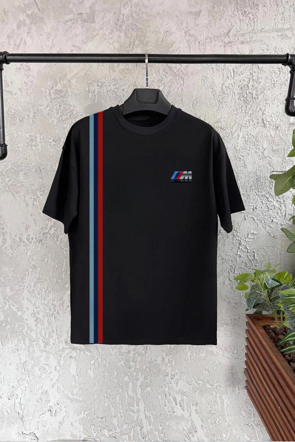 Massgai Unisex Tasarım M Bmw Baskılı Oversize Kısa Kol %100 Pamuk T-shirt