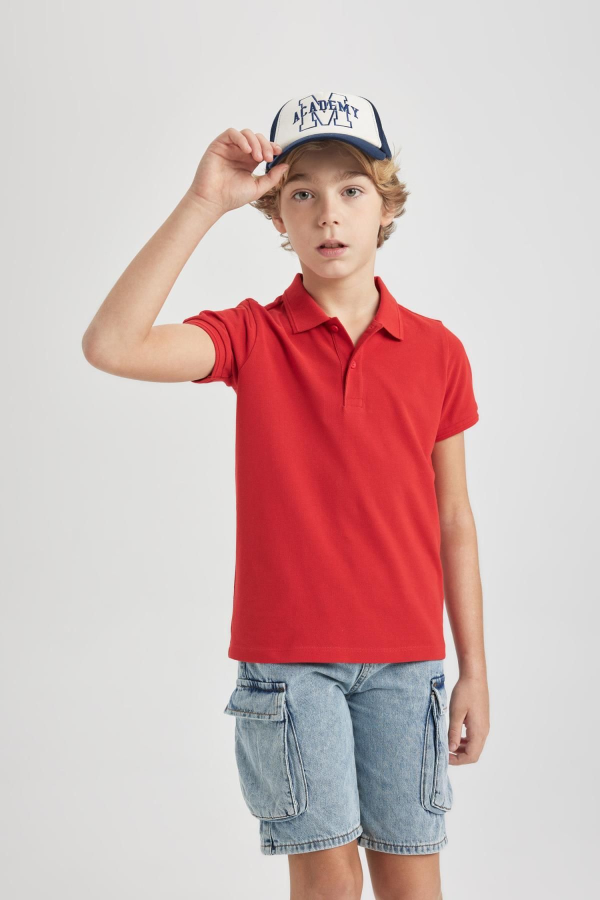 Defacto Erkek Çocuk Kırmızı Pike Kısa Kollu Polo Tişört K1689a624sm