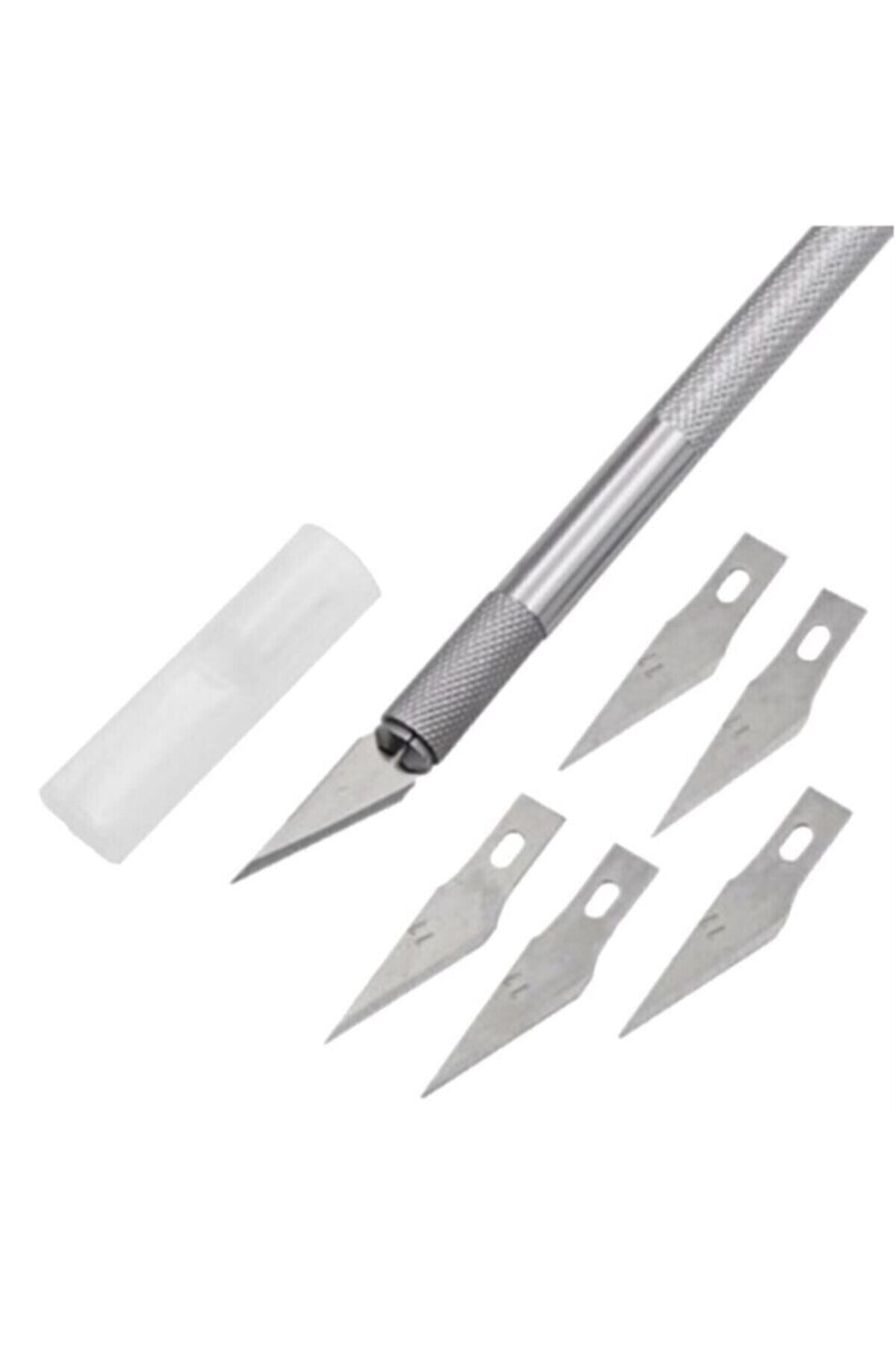 DESİGN Knife Tasarım Hobi Neşter Kretuar Bıçağı 5 Uç Yedekli Set