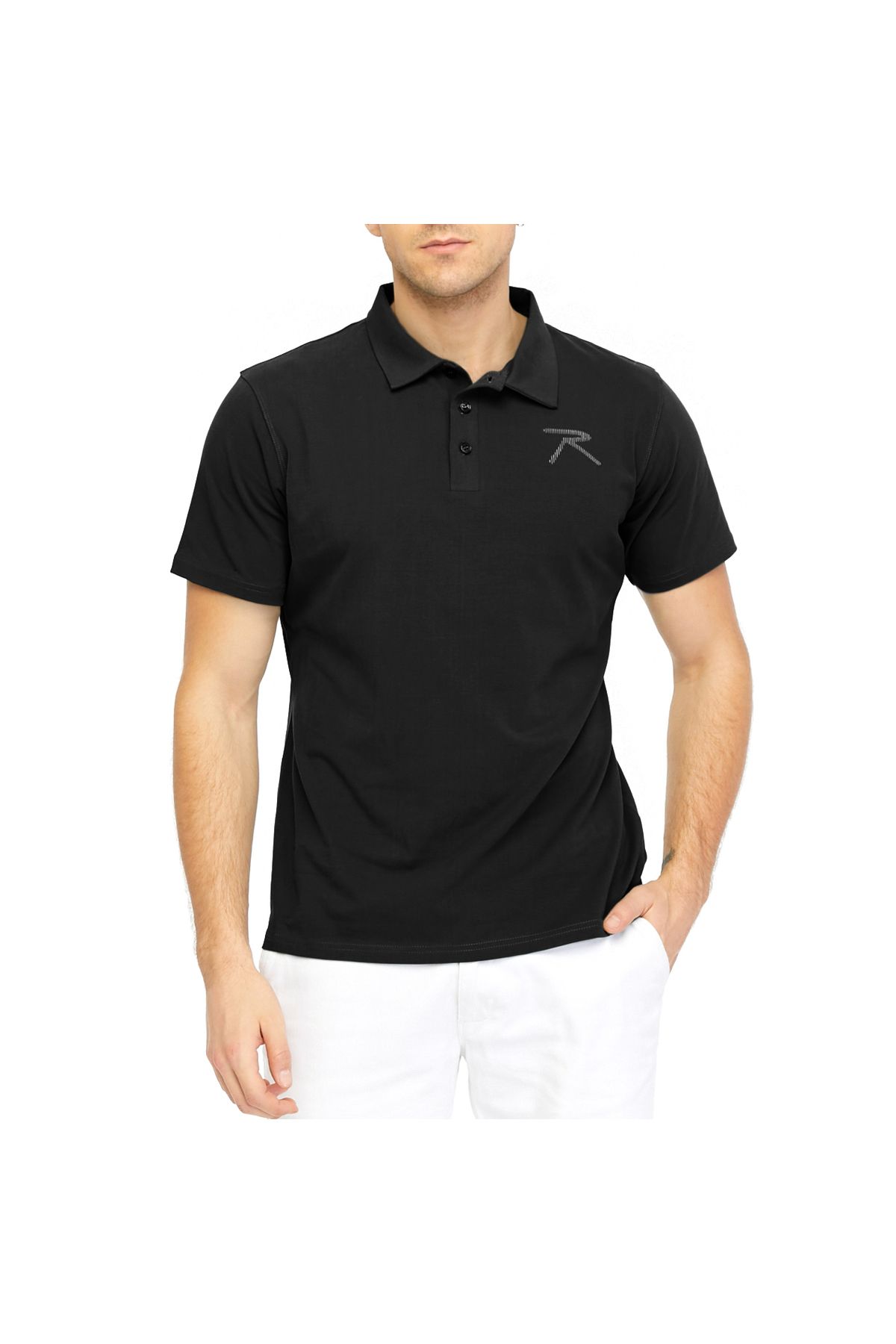 raru Erkek Kısa Kollu Polo T-shirt Ostendo Siyah