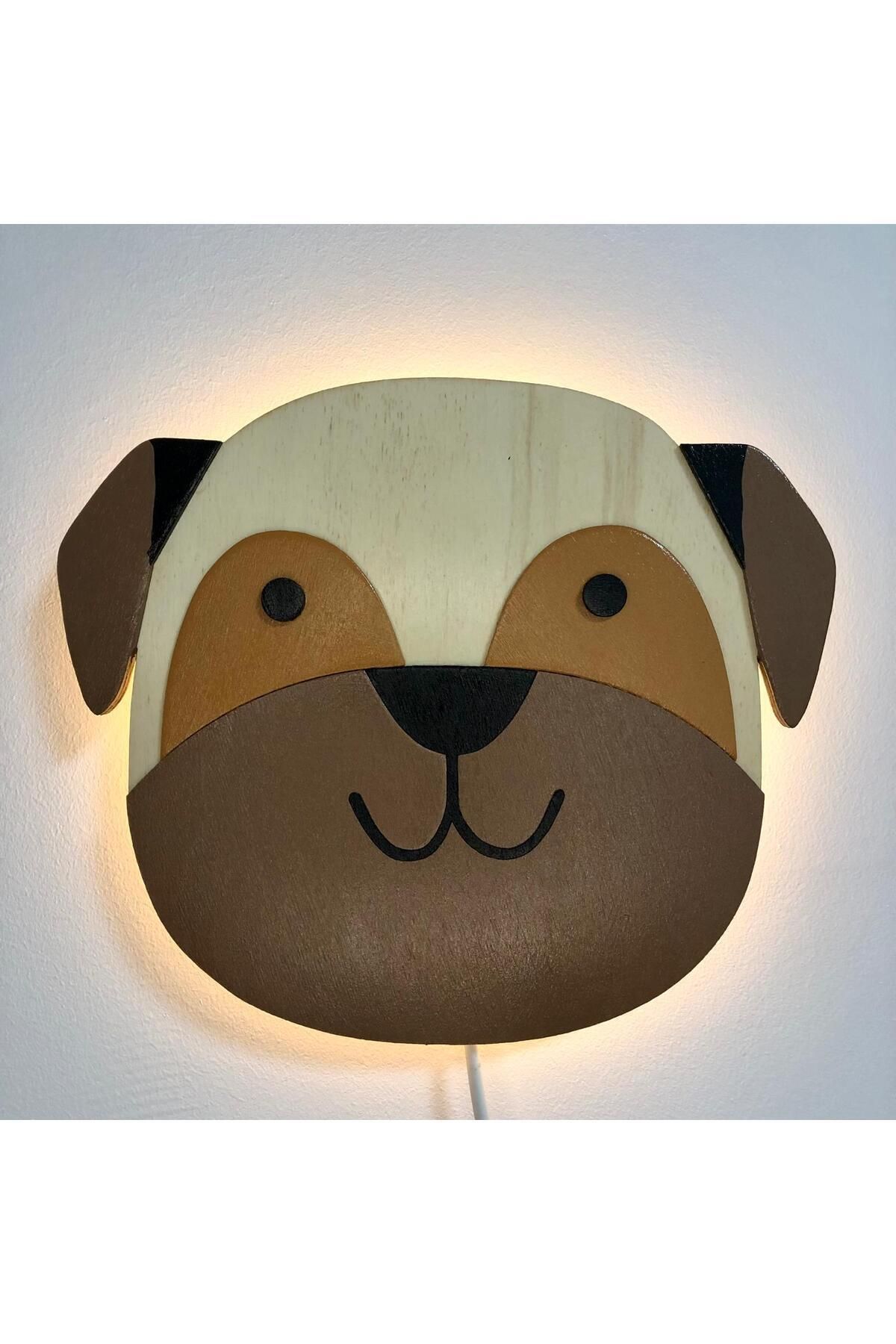 Marka Ho'okipa Bs Handcrafted - Çocuk Odası El Yapımı Ahşap Gece Lambası Köpek