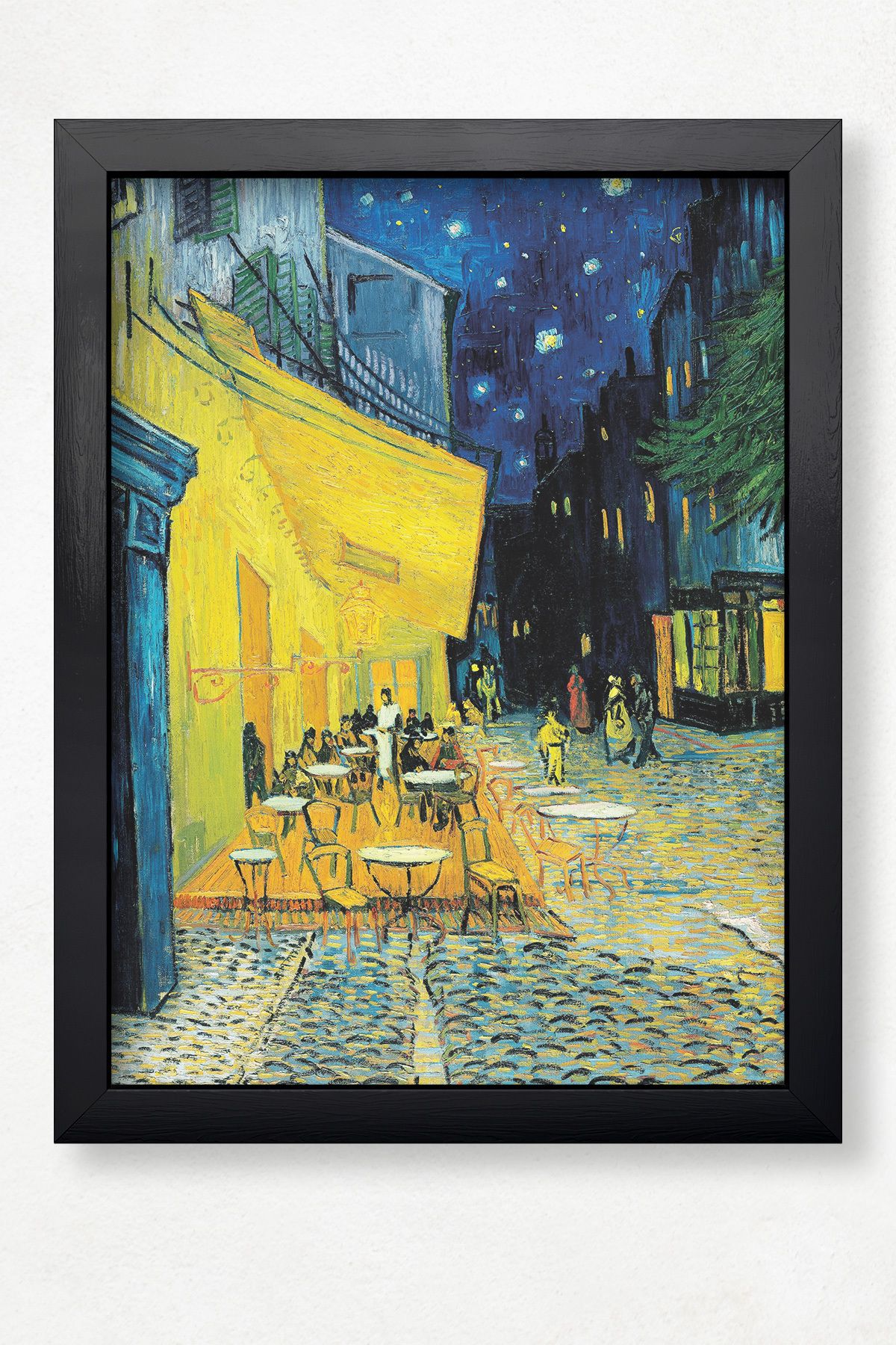 DuoArt Vincent Van Gogh - Cafe Teracce/Ünlü Eserler/Doğal Ahşap Çerçeveli Poster/Çerçeve Rengi:Siyah