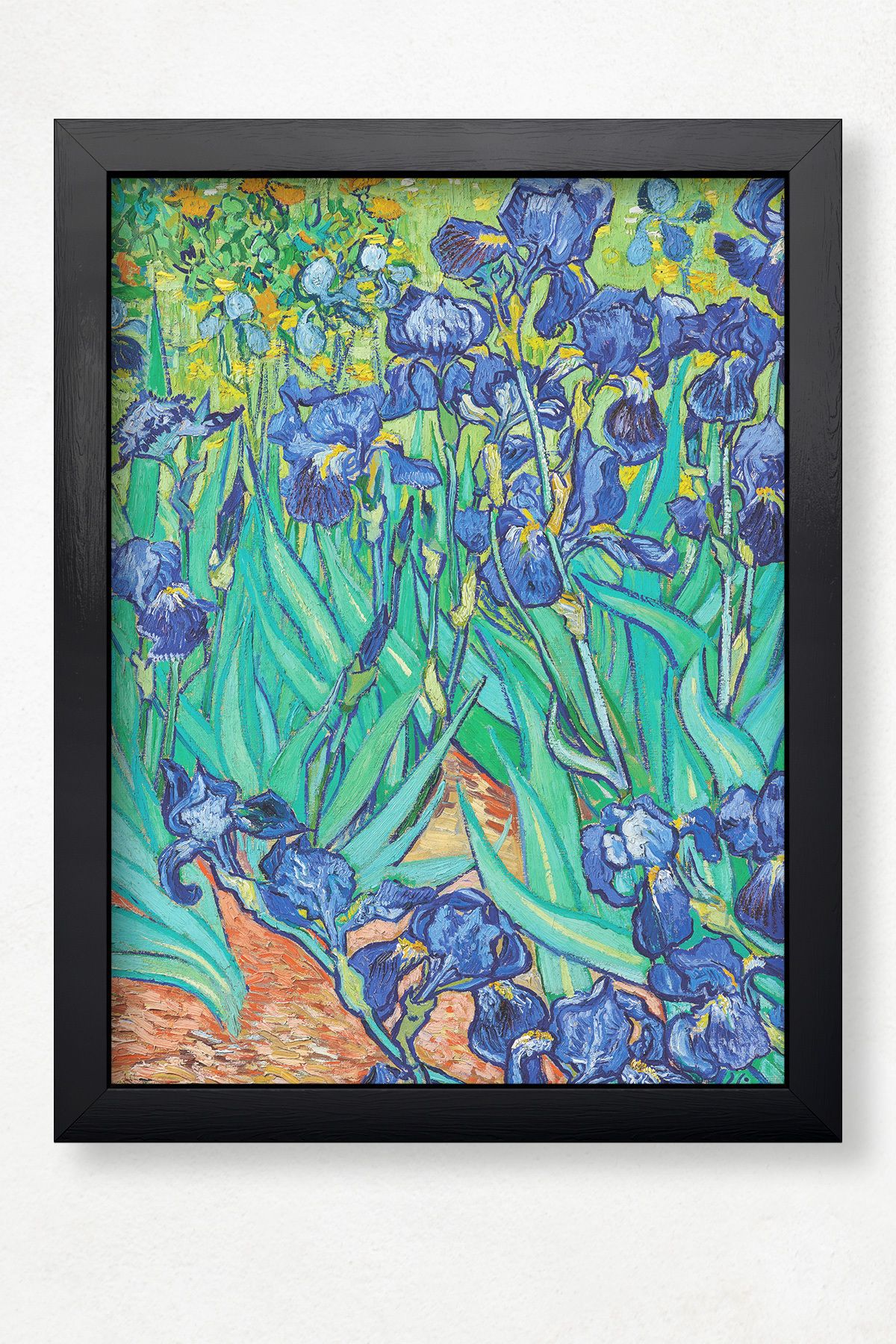 DuoArt Vincent Van Gogh - Irises/Ünlü Eserler/Doğal Ahşap Çerçeveli Poster/Çerçeve Rengi:Siyah