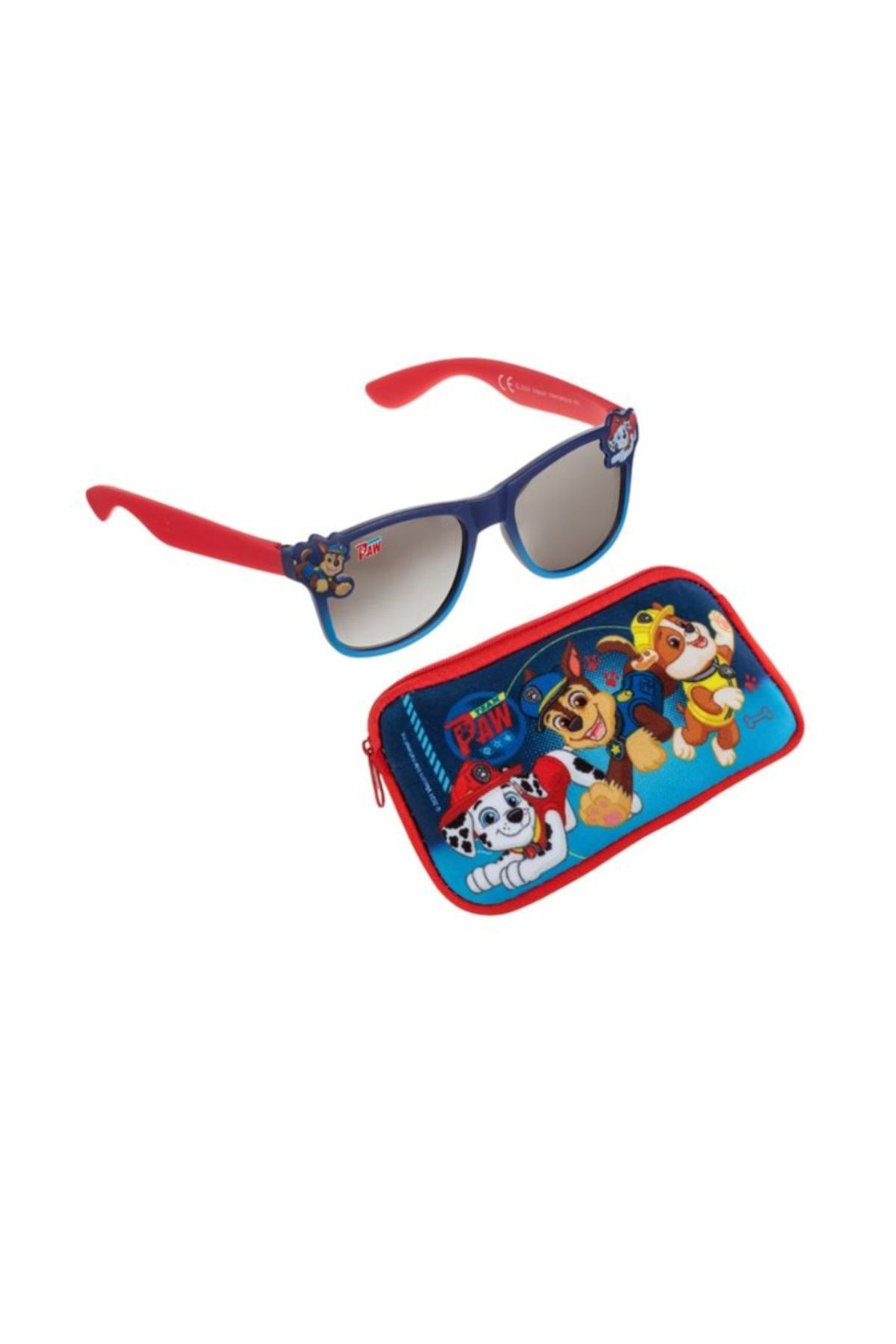 PAW PATROL çocuk güneş gözlüğü mavi kırmızı çerçeve ve kılıf