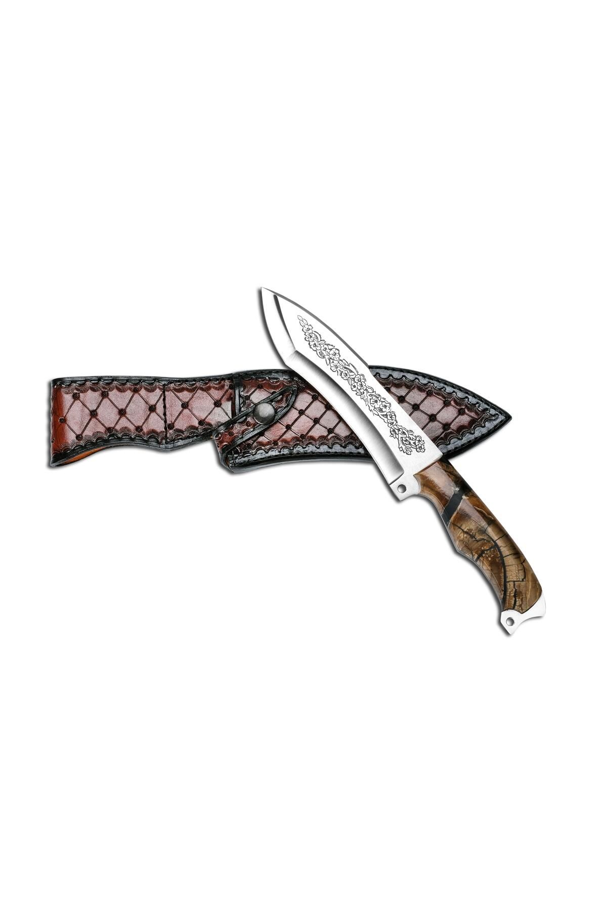 Bora Bıçakları Bora Mamut Dişi Saplı Gravürlü Özel Tasarım Bıçak SAKURA