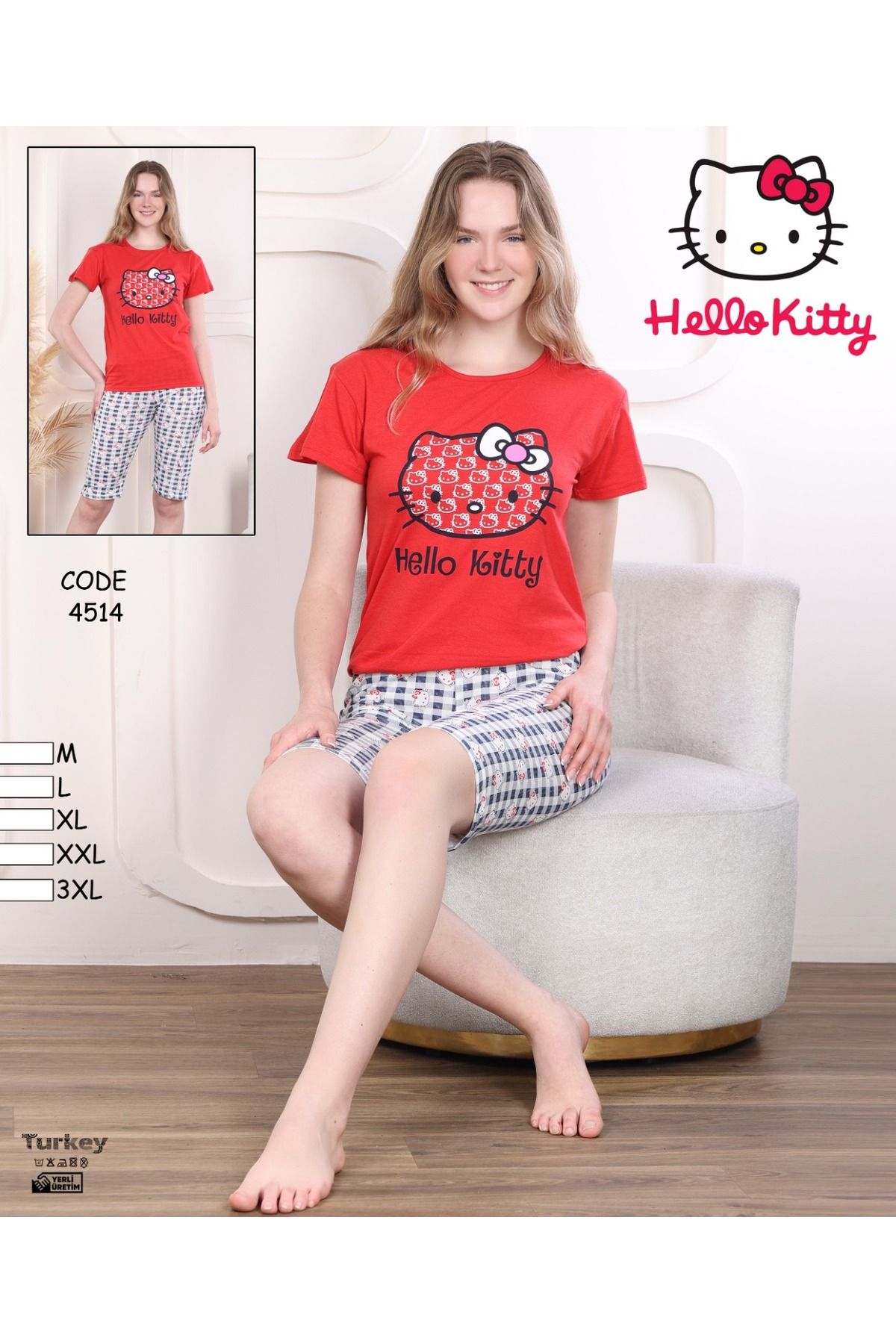 Hello Kitty Kadın Homewear Hello Kitty Pijama Takımı Yeni Sezon