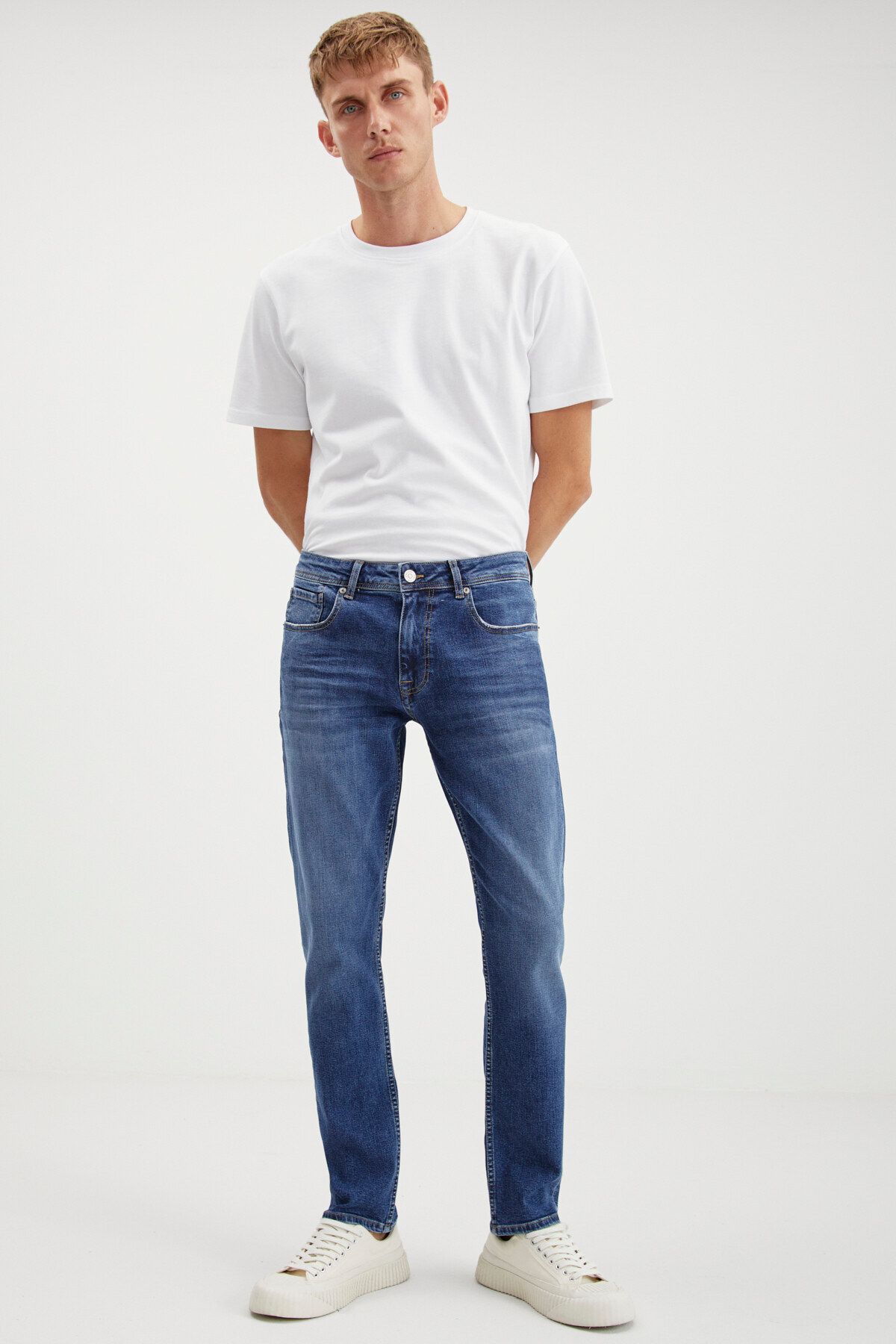 GRIMELANGE Herman Erkek Denim Kalın Dokulu Slim Fit Kalıplı Mavi Jeans