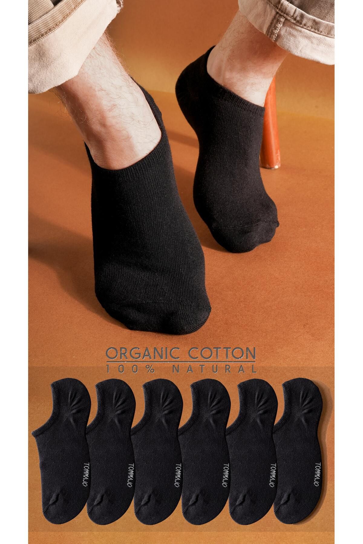TOMMAJO 6 Çift Siyah Erkek Sneaker / Spor Ayakkabıdan Görünmez Kısa Patik Çorap / Yaz Koleksiyonu