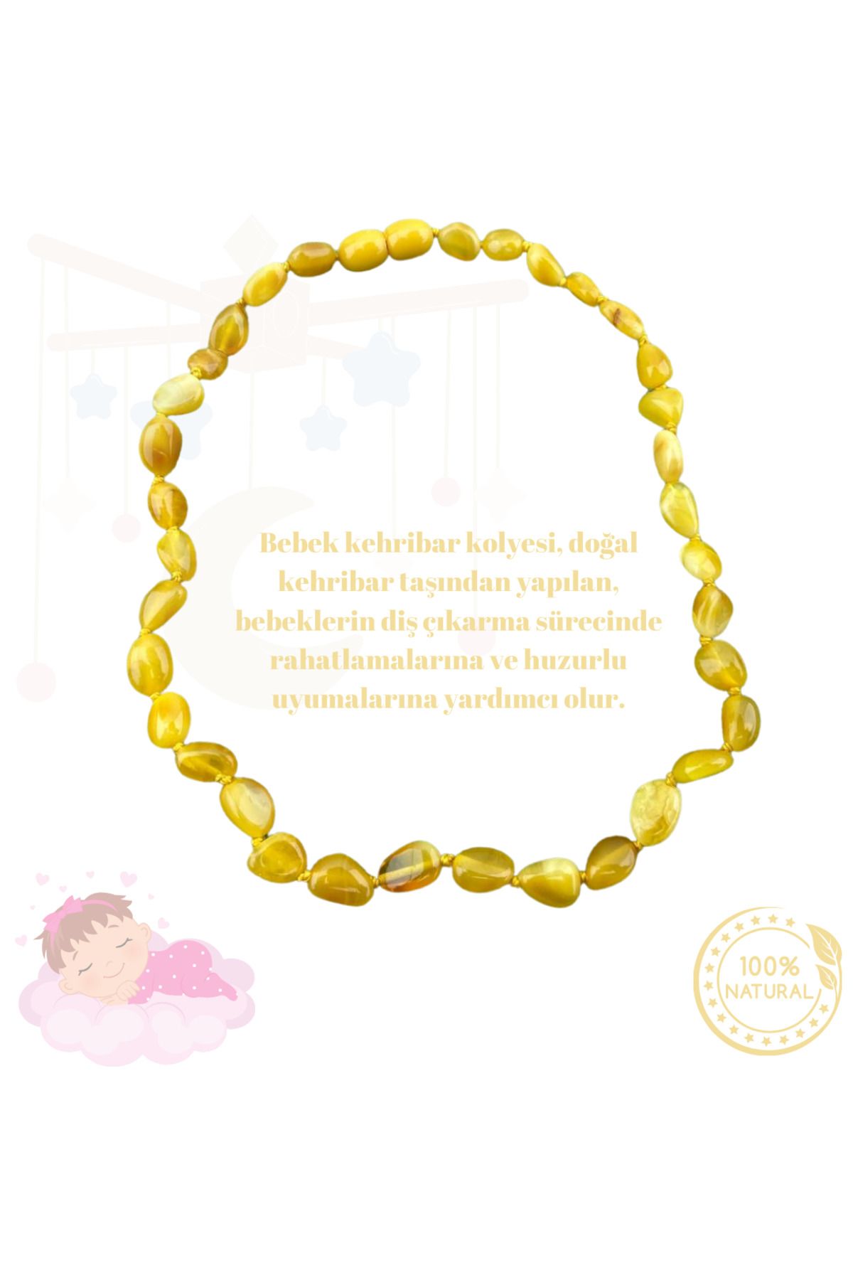 QRAFFSTORE Bebek kehribar kolyesi, diş çıkarma ve rahatlatıcı kolye