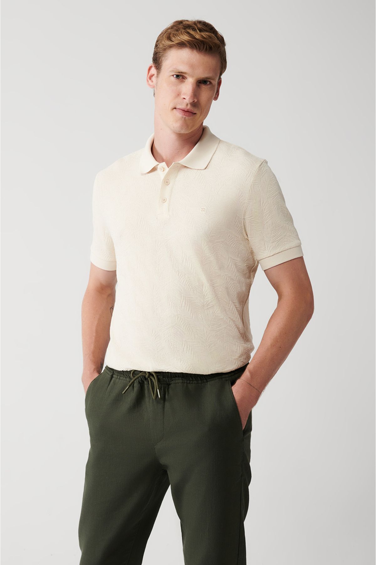 Avva Erkek Bej %100 Pamuk 3 Düğmeli Polo Yaka Ribanalı Regular Fit T-shirt A31y1194