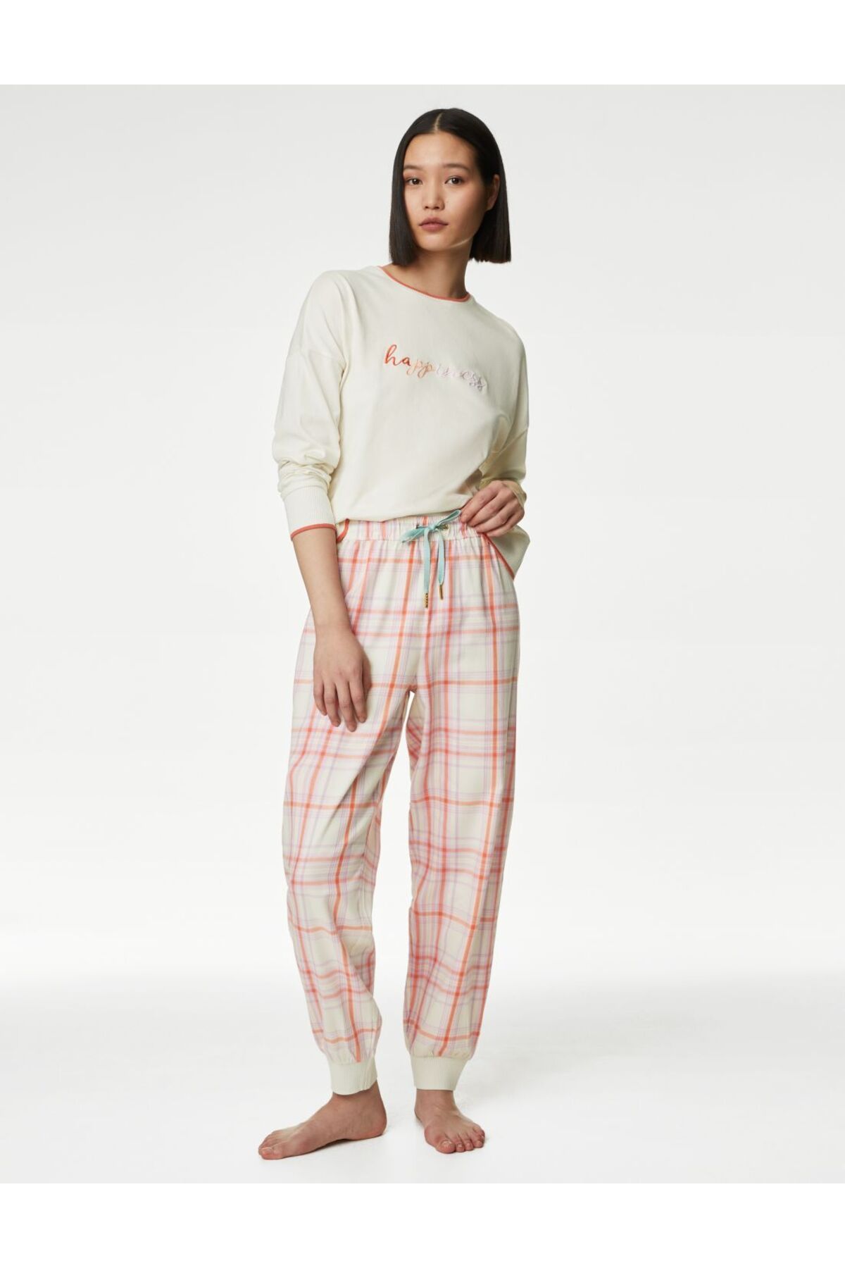 Marks & Spencer Saf Pamuklu Uzun Kollu Pijama Takımı