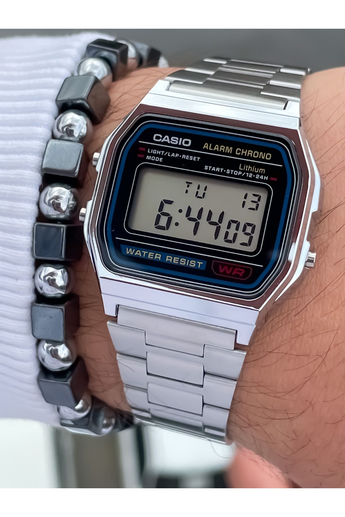 Casio Yeni Sezon Retro Gümüş Renk Su Geçirmez Erkek Kol Saati Bileklik Hediyeli