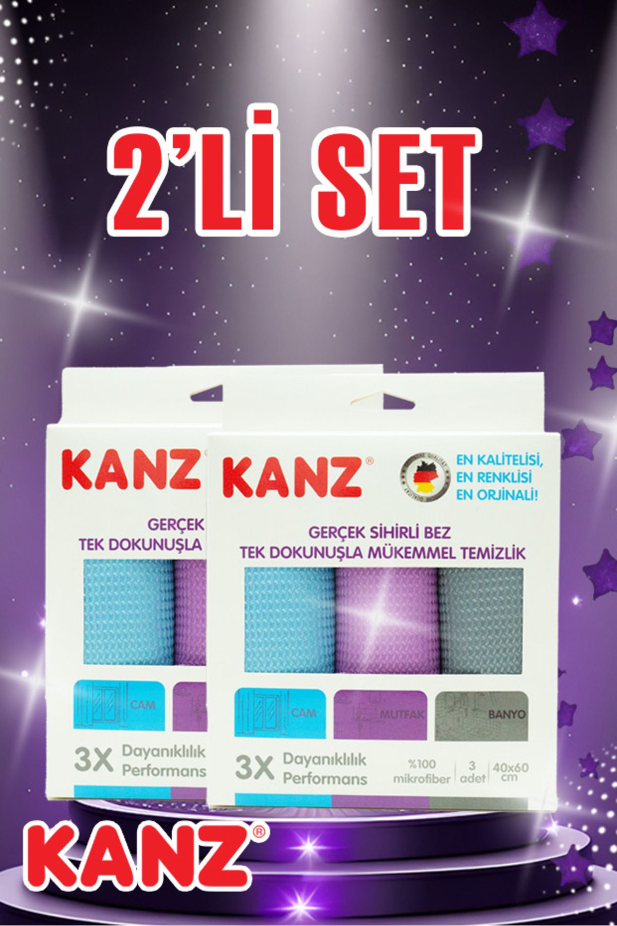 Kanz 3 Lü Paket Alman Mikrofiber Cam Bezi (2 PAKET)