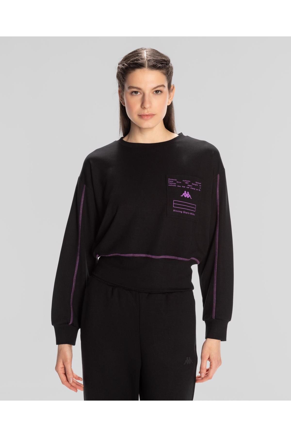 Kappa Authentic Kage Sweatshirt Kadın Siyah Regular Fit Sweatshirt