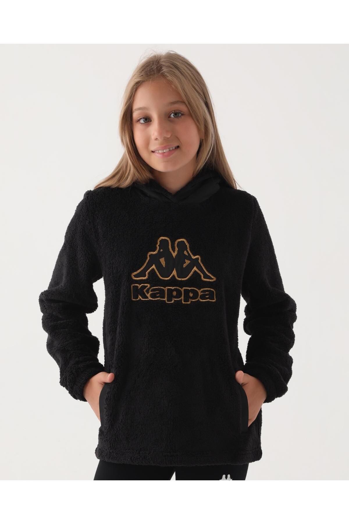 Kappa Logo Tylor Kız Çocuk Siyah Regular Fit Hoodie