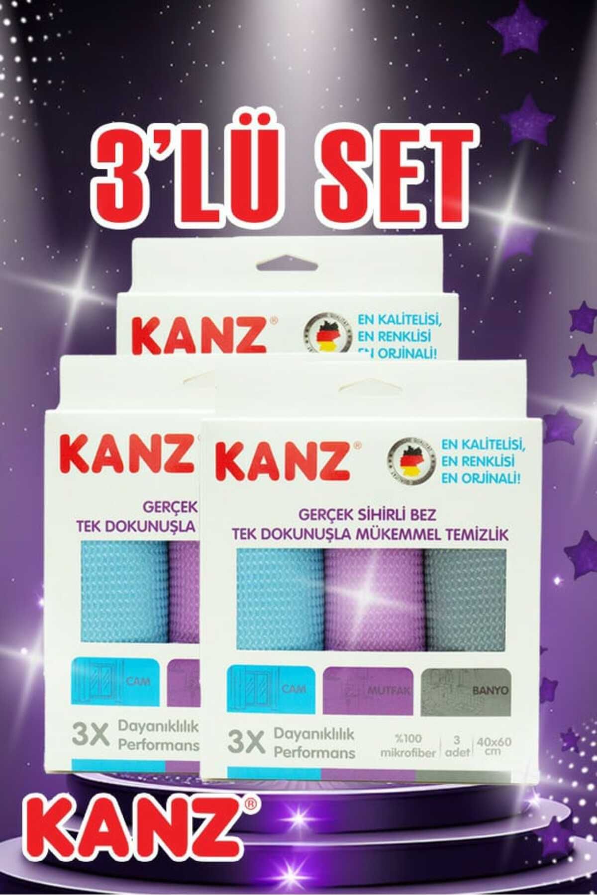 Kanz 3'lü Alman Mikrofiber Temizlik Bezi (3'LÜ SET 9 ADET)