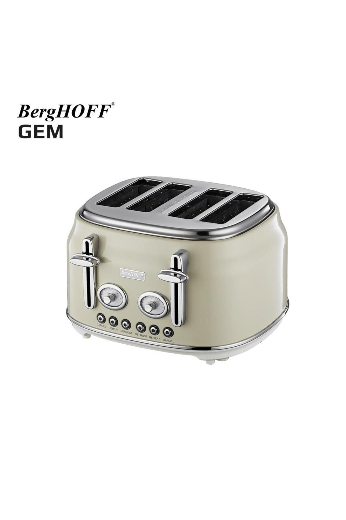 Berghoff Gem Retro Krem Rengi Dört Dilim Ekmek Kızartma Makinesi 7950052