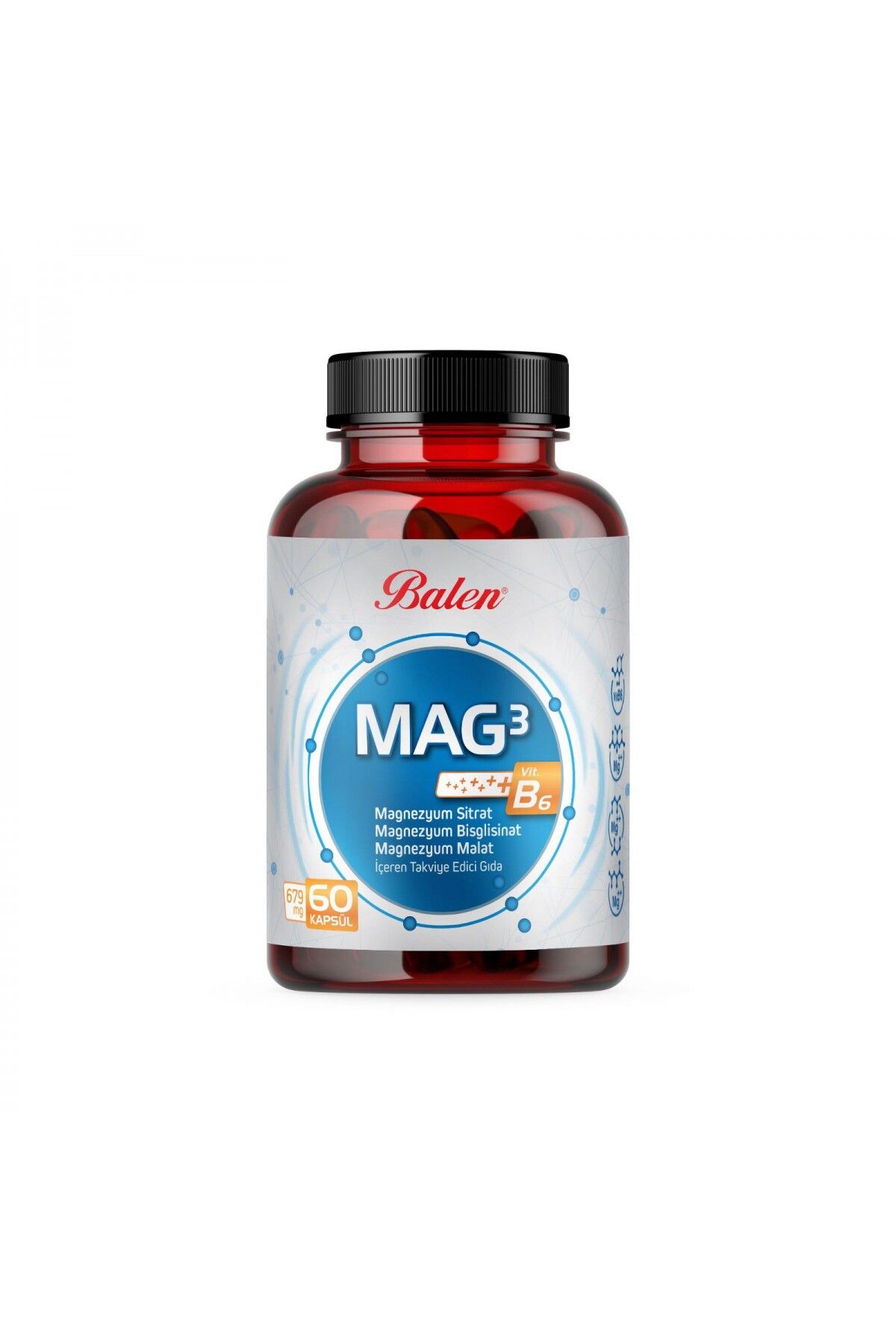 Balen Mag 3 Magnezyum Sitrat & Bisglisinat & Malat 679 Mg *60 Kapsül