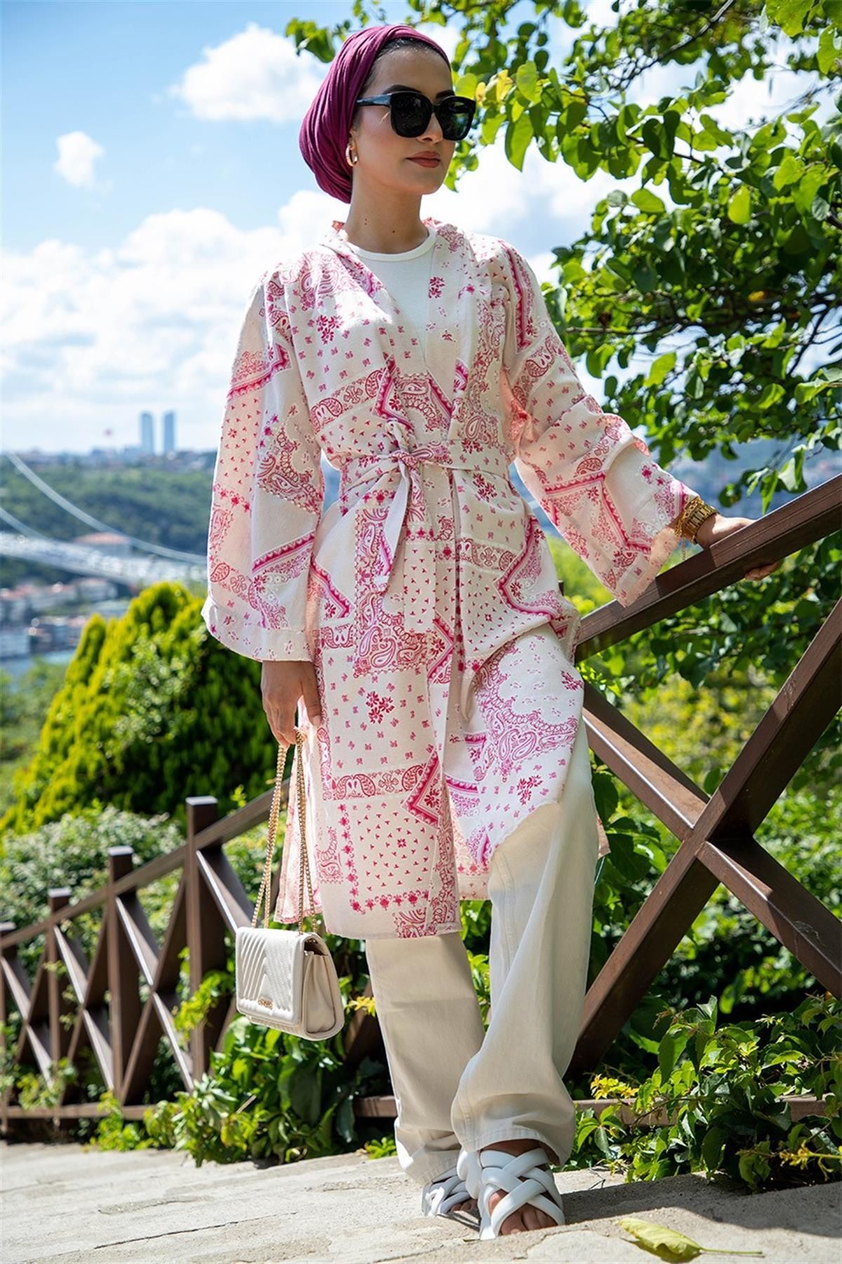 Sevitli Damla Desenli Kimono-lila