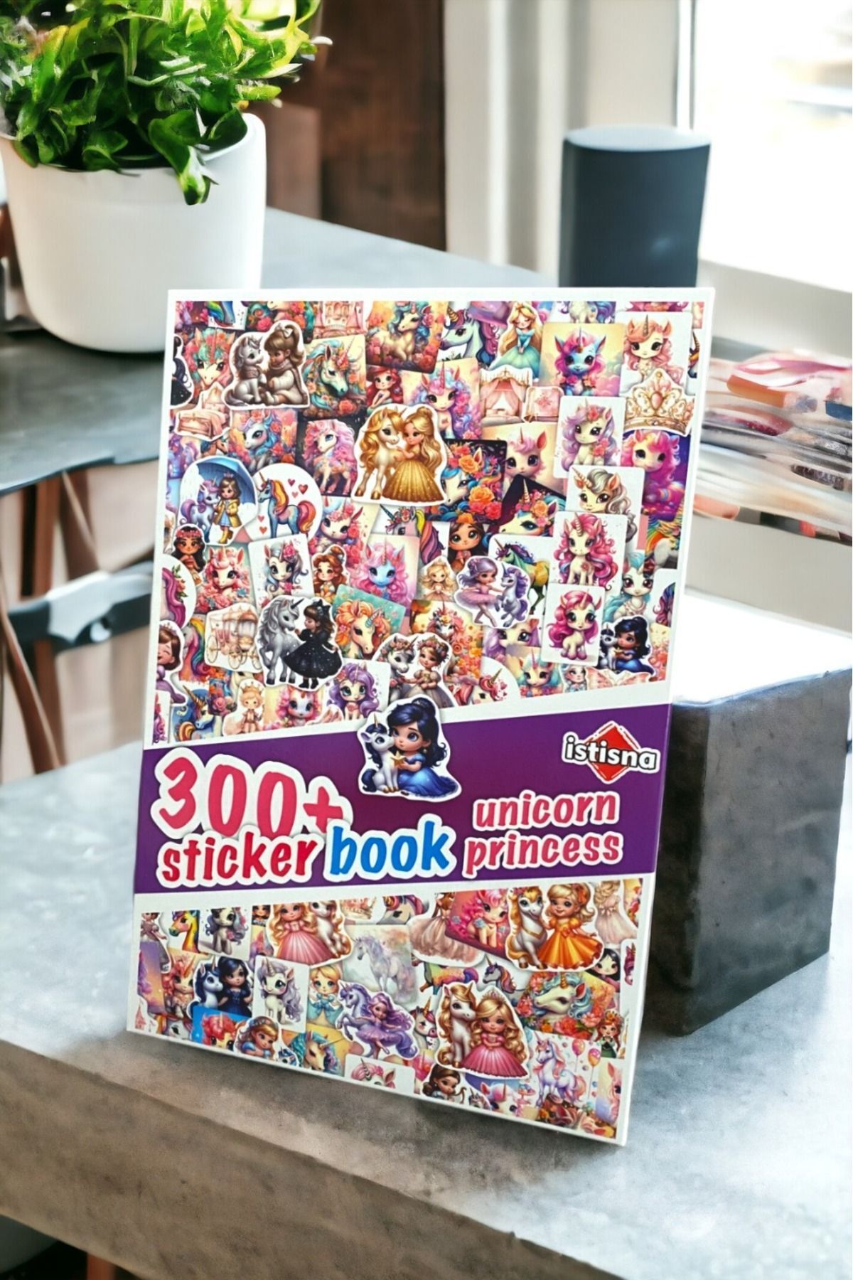 İstisna 17 Sayfa 300 Unicorn Prensesler Sticker Book Etiket Kitabı Sticker Defteri A5 Boyut Etiket Seti