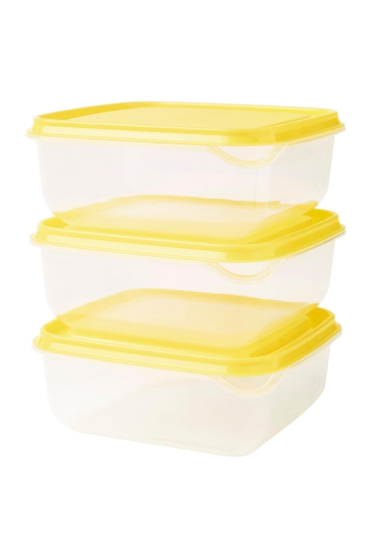 IKEA Pruta Saklama Kabı 3lü Set 0.6 Lt Sarı Renk Çok Amaçlı Özelliği 3 Adet Sarı Kapak Sarı Kap