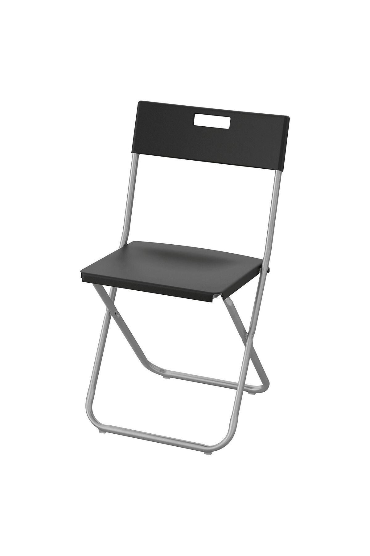 IKEA Katlanır Sandalye, Siyah Renk Meridyendukkan Galvanizli Çelik Mutfak-balkon Sandalyesi