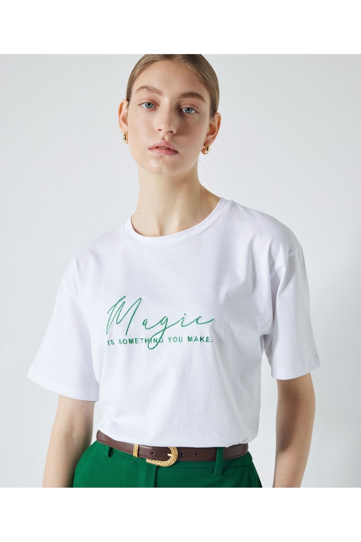 MISS IPEKYOL Slogan nakışlı tişört