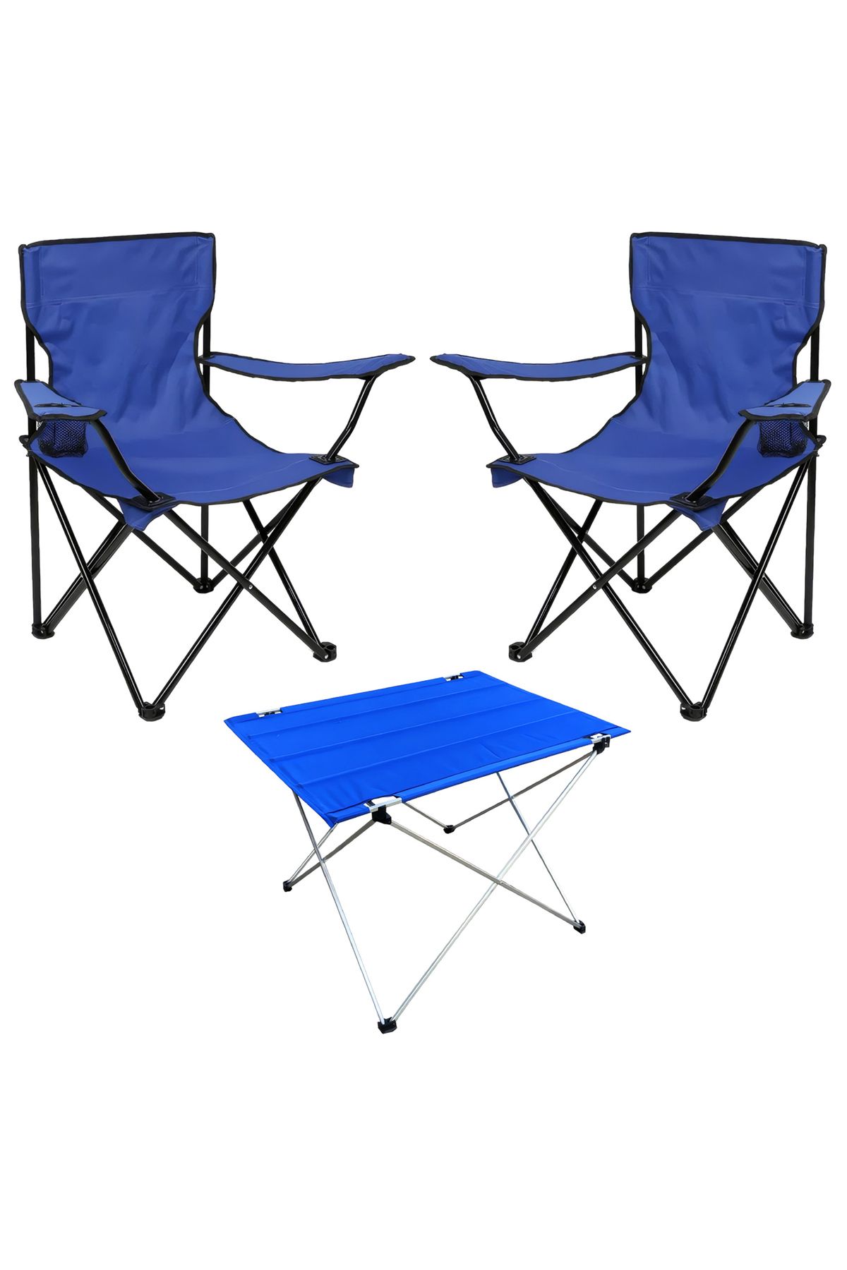 Genel Markalar Savex 2'li Bardaklı Katlanabilir Sandalye Ve Masa Seti - Mavi (DY.001)