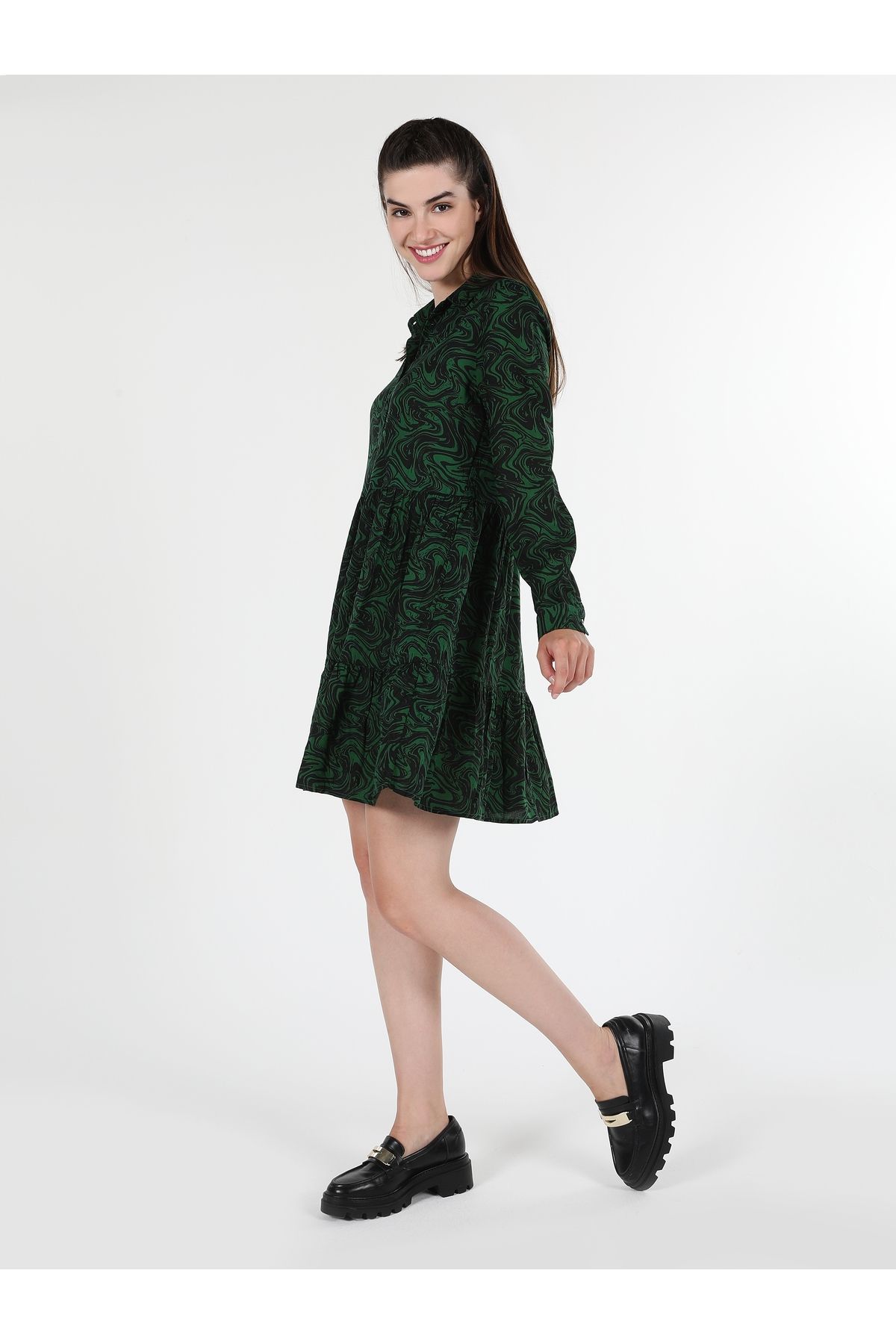 Colin’s Regular Fit Desenli Yeşil Kadın Elbise Cl1061058