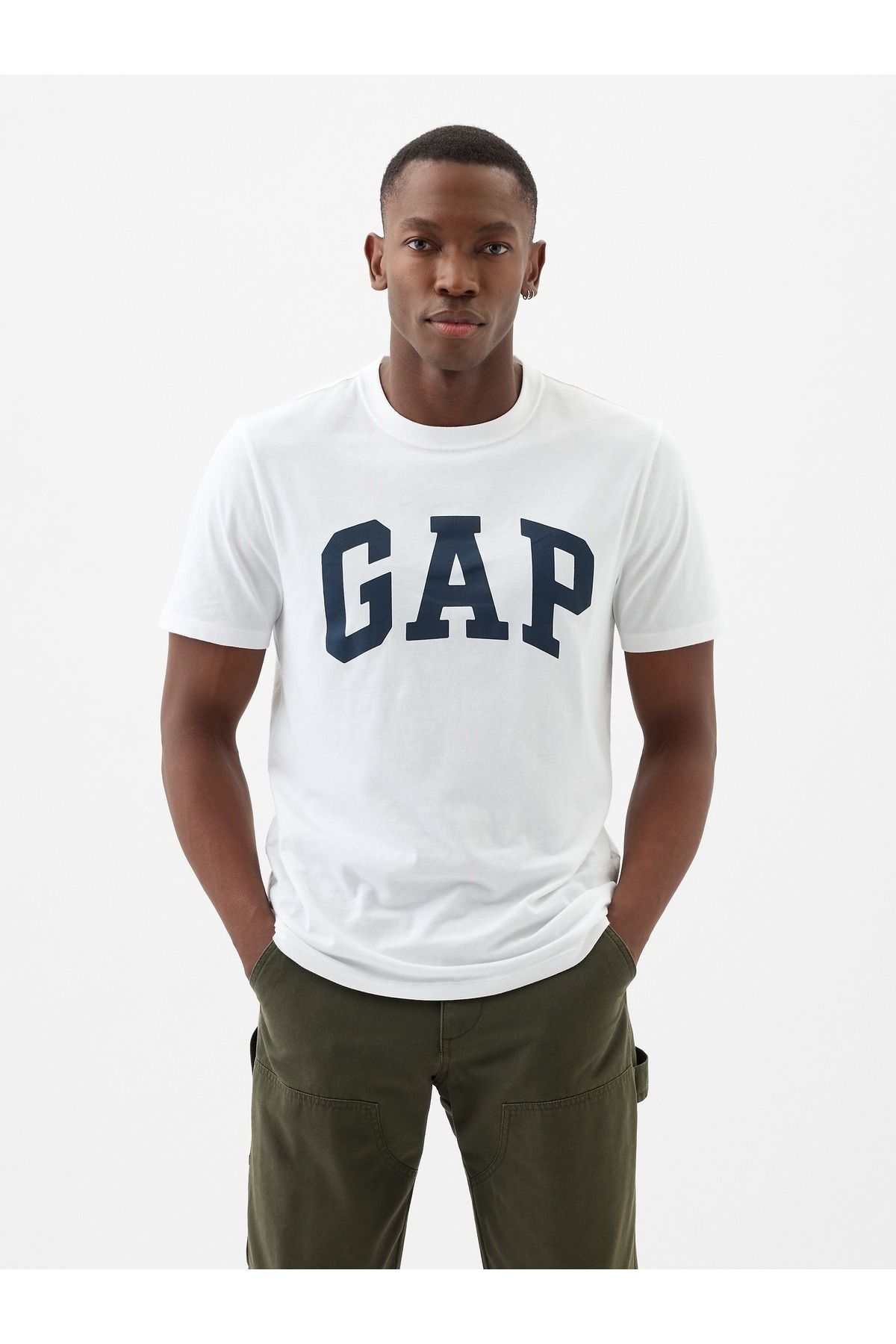 GAP Erkek Beyaz Gap Logo T-Shirt