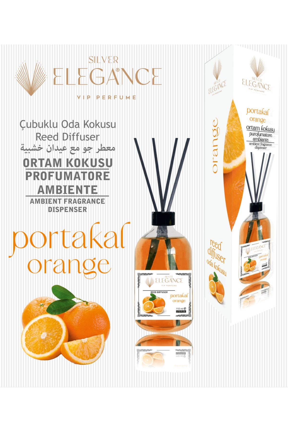 Elegance vip Perfume Portakal Reed Diffuser Bambu Çubuklu Oda Kokusu(110 Ml)