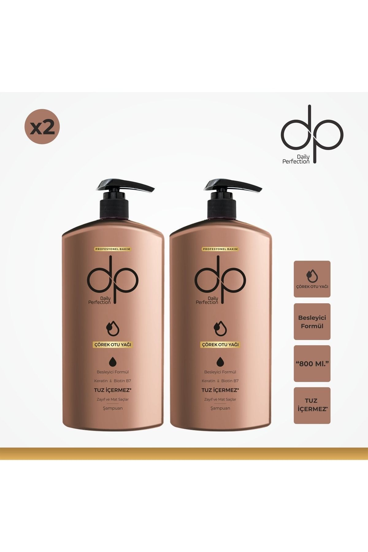DP Daily Perfection Çörekotu Yağı Şampuan 2 Adet 800 ml