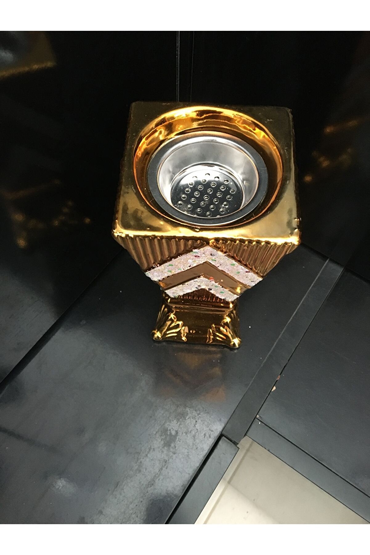 Bi Nargile Altın Sarısı Buhurluk Tütsülük Süslemeli Modelleri