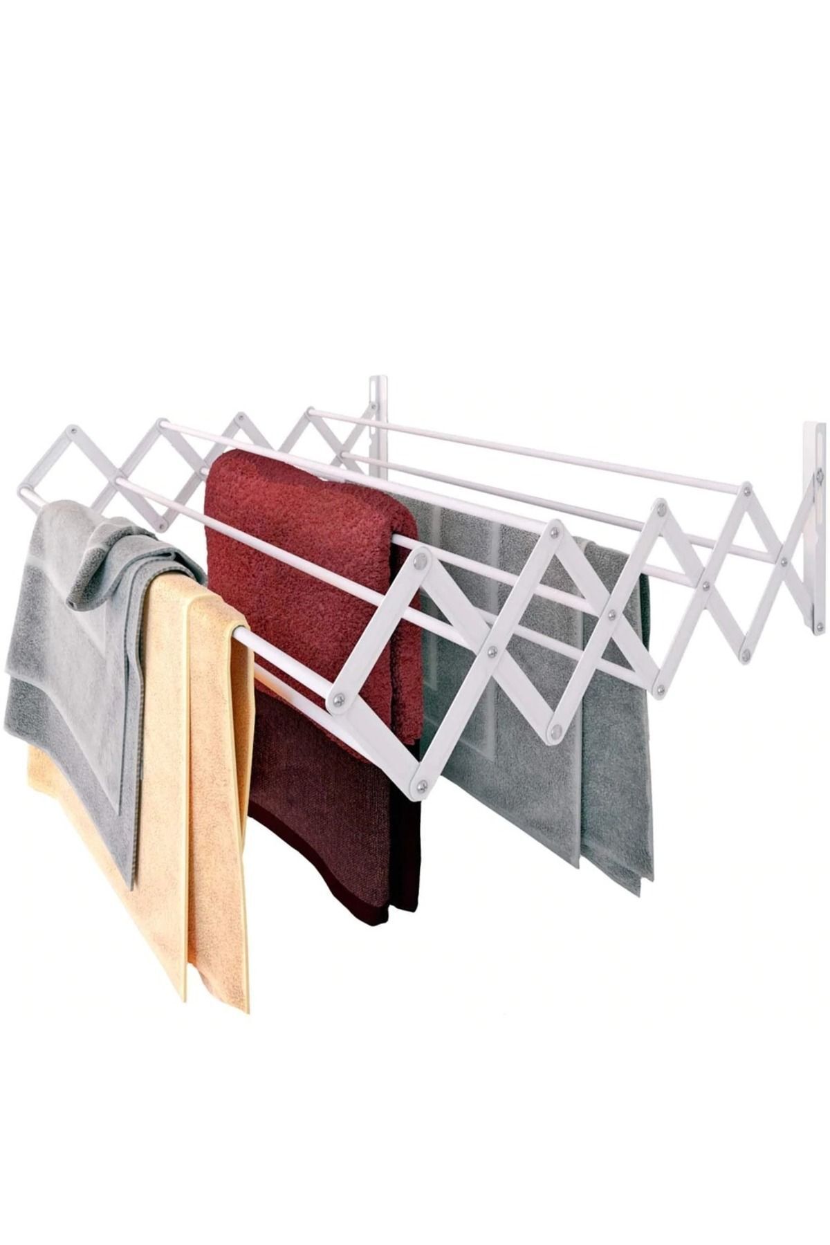 HOMAPEX Akordiyon Tipi Katlanır Çamaşır Kurutma Askısı 55 Cm 8 Askılı Balkon Çamaşır Kurutma Askısı