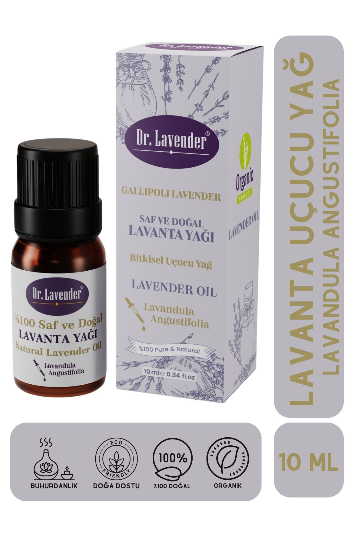 Gallipoli Lavender Saf Ve Doğal Lavanta Yağı 10 ml Buhurdanlık Yağı Difüzör Esansı Lavandula Angustifolia