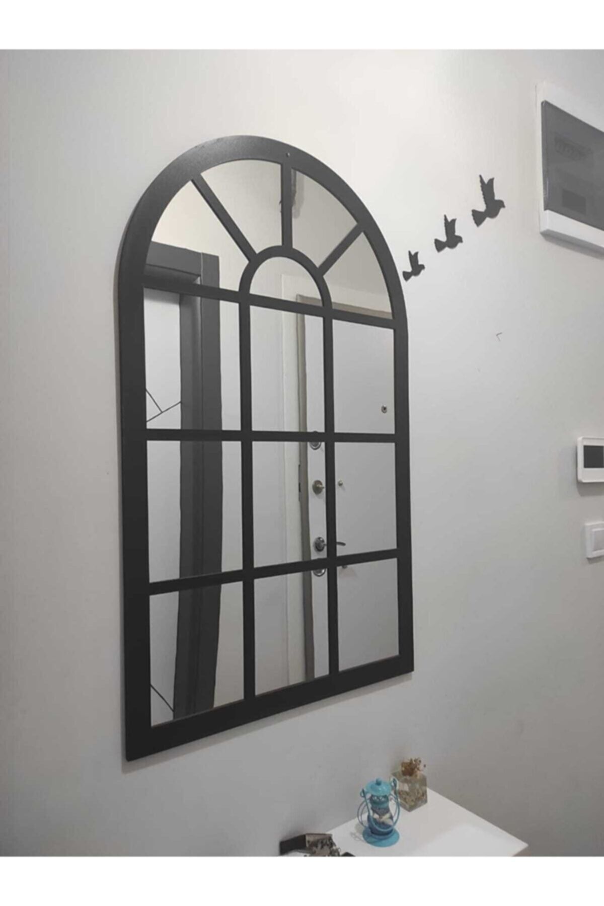 ONCA HEDİYELİK Dekoratif Pencere Ayna Boyalı Pleksi Aynalı Kullanıma Hazır 60x40 cm ve Üç Adet Kuş
