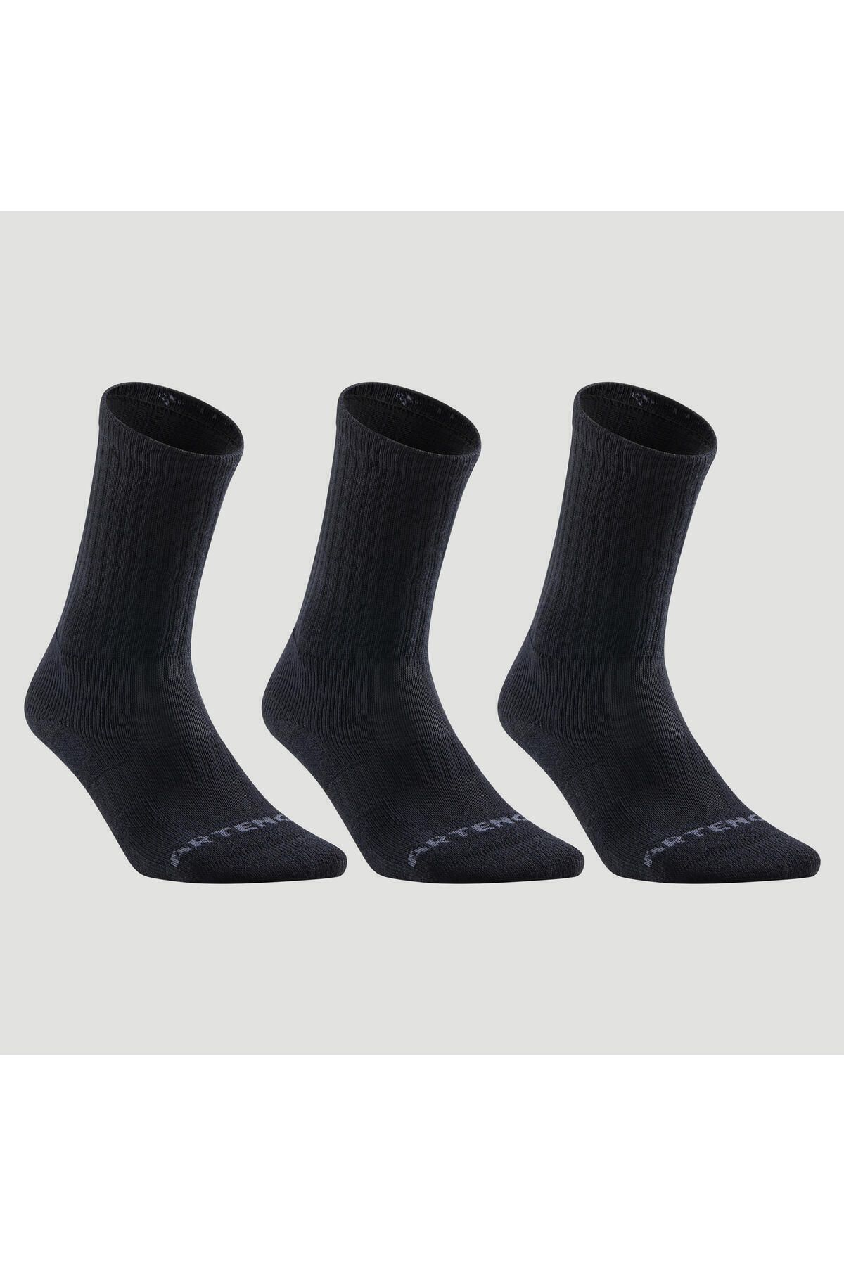 Decathlon Uzun Boy Konçlu Tenis Çorabı - 3'lü Paket - Siyah - Rs 500