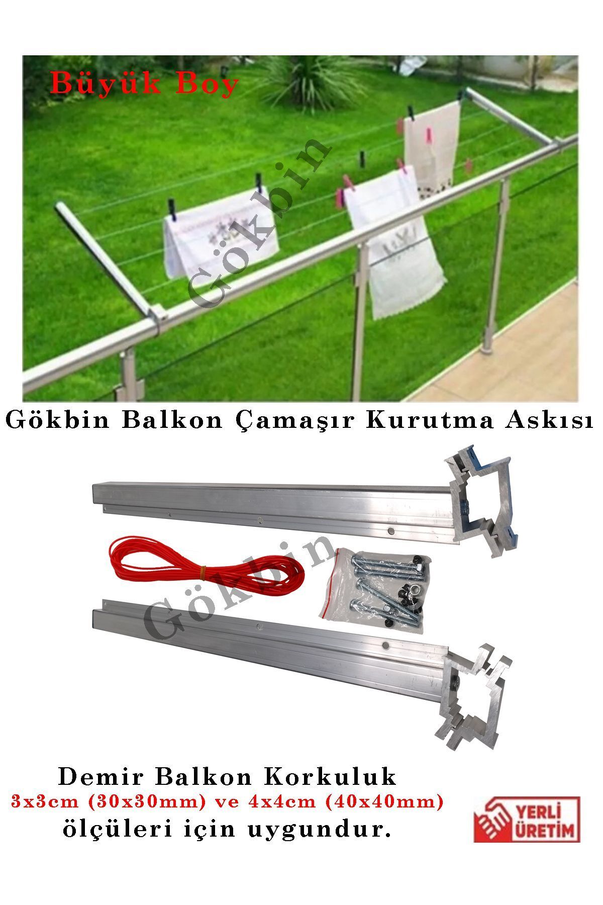 Gökbin Demir Balkon Çamaşır Kurutma Askısı Alüminyum Küpeşte Çamaşırlık