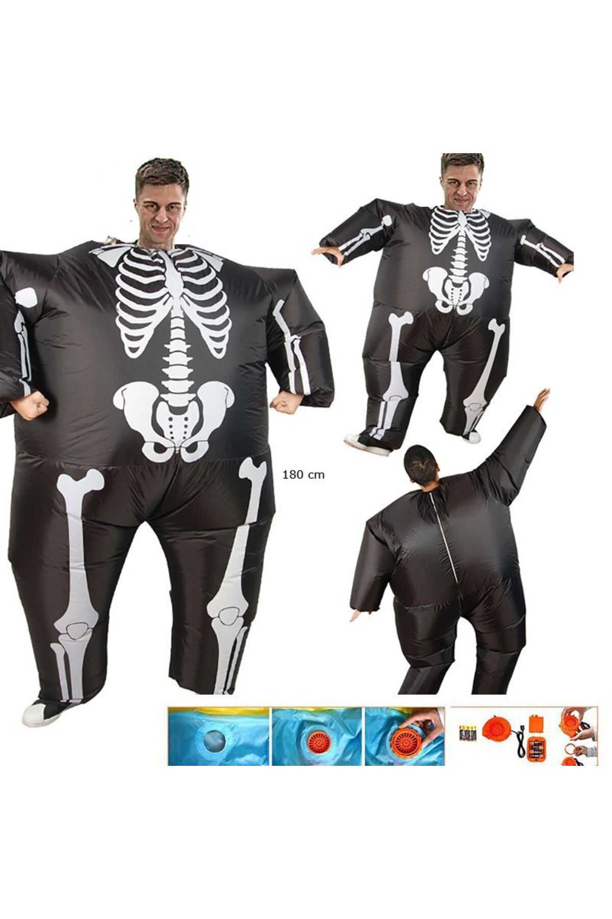 partidolu Şişme Maskot Iskelet Kostümü Pilli Skeleton Kıyafeti Yetişkin Hallow