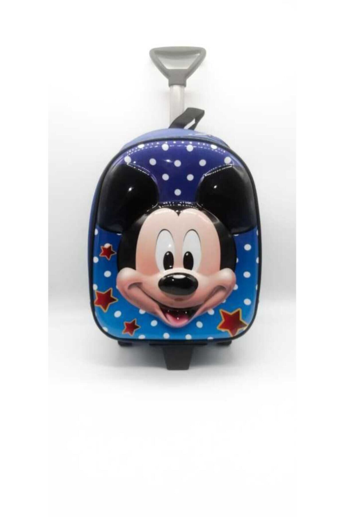 Genel Markalar Mavi Mickey Mouse Figürlü Kabartmalı Çekçekli Anaokulu Sırt Çantası