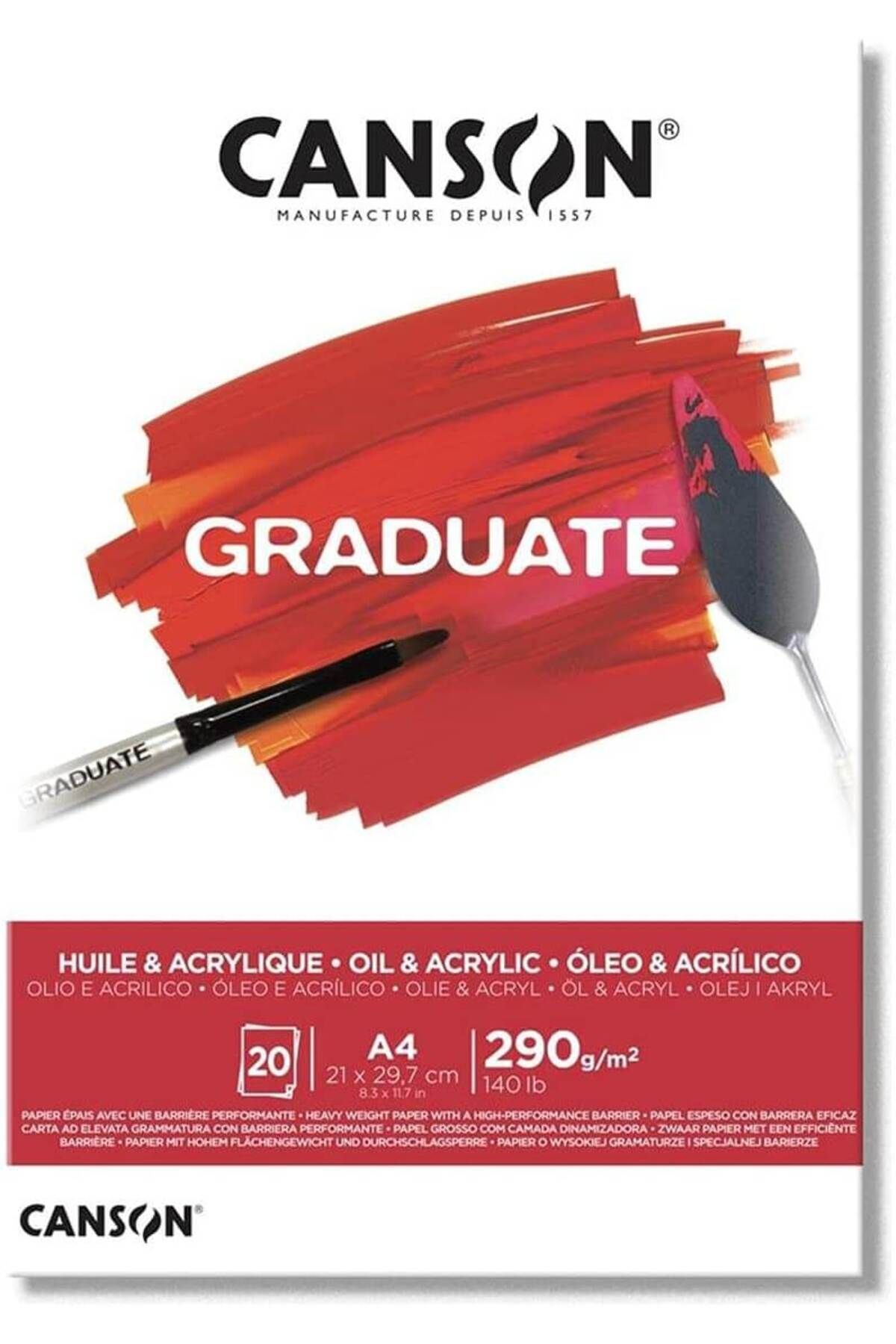 Canson Graduate Akrilik & Yağlıboya A4 290gr 20yp Blok / 400110380
